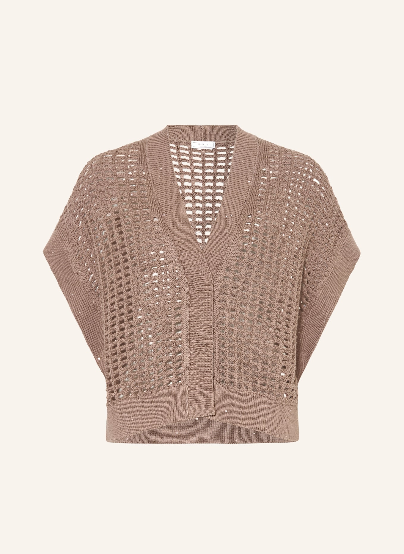 PESERICO Strickjacke mit Pailletten: TAUPE