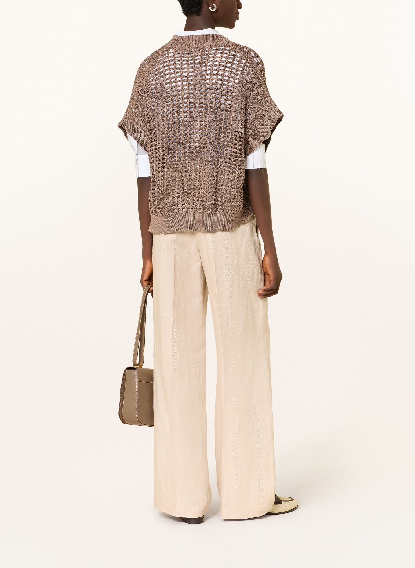 PESERICO Strickjacke mit Pailletten: TAUPE