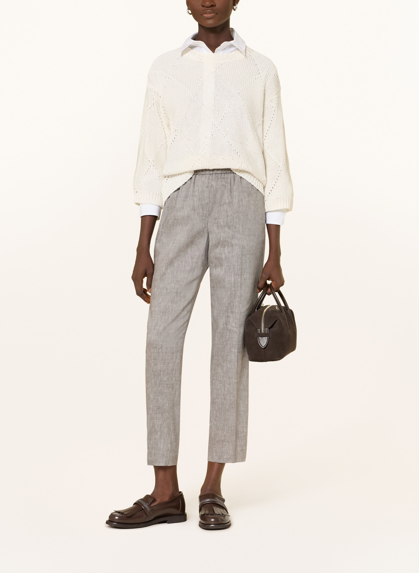 PESERICO spodnie: SZAROBRĄZOWY