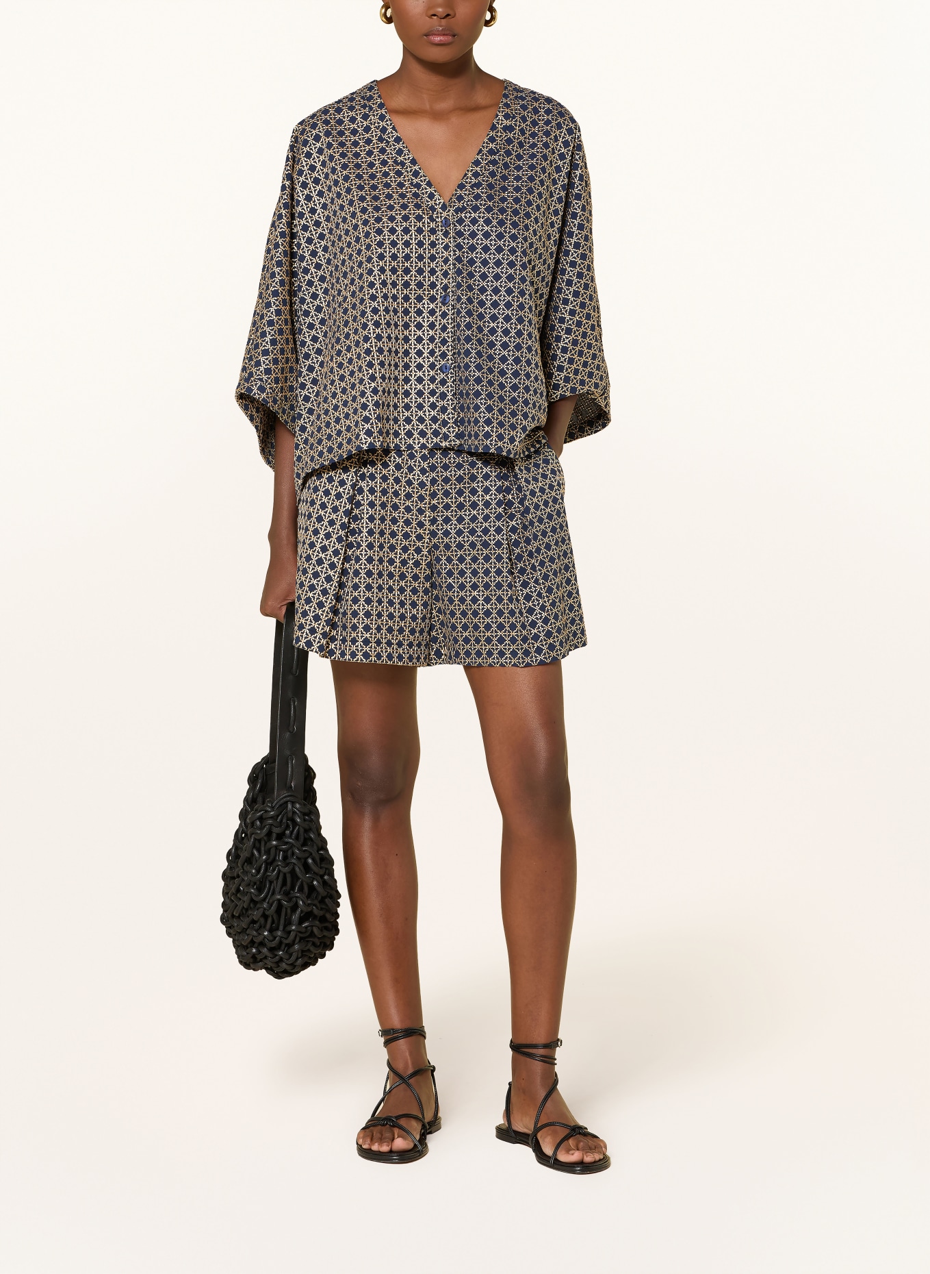 Greek Archaic Kori short: BLEU FONCÉ / OR