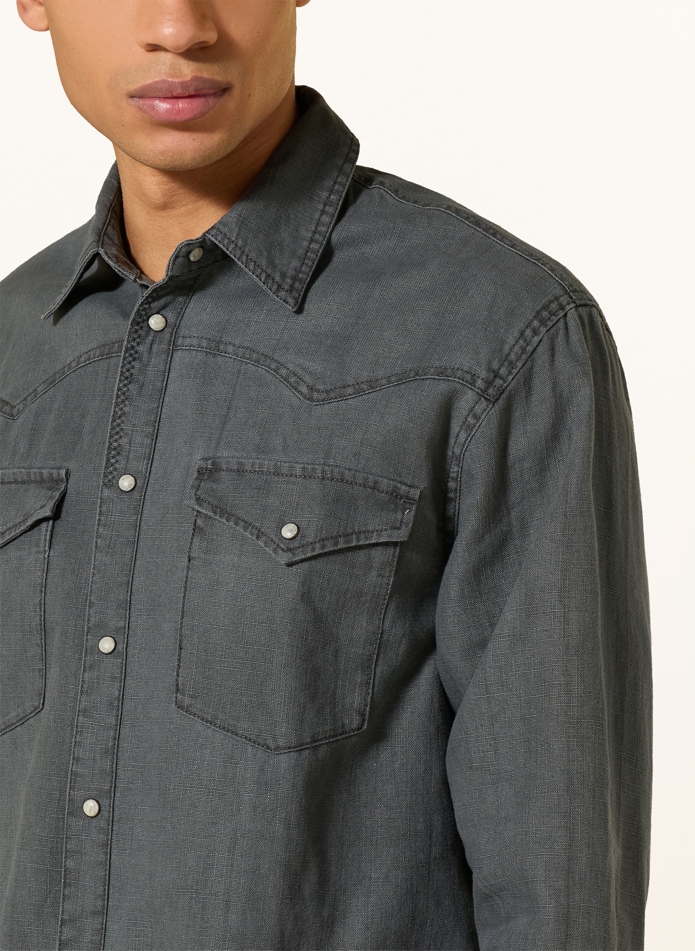 SCOTCH & SODA Hemd Comfort Fit in Jeansoptik: DUNKELGRAU