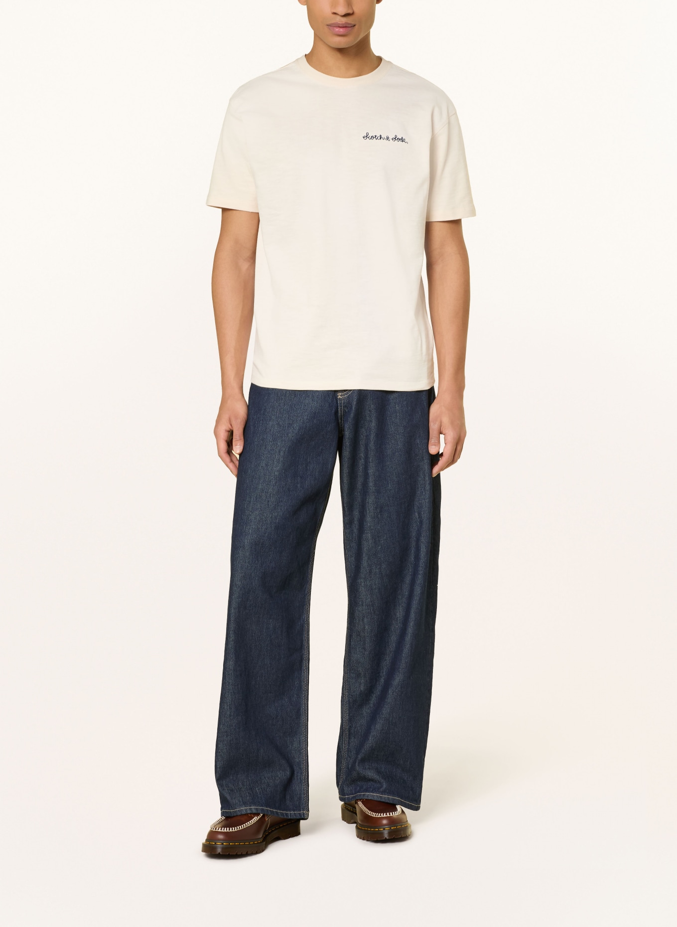 SCOTCH & SODA T-Shirt: CREME / DUNKELBLAU