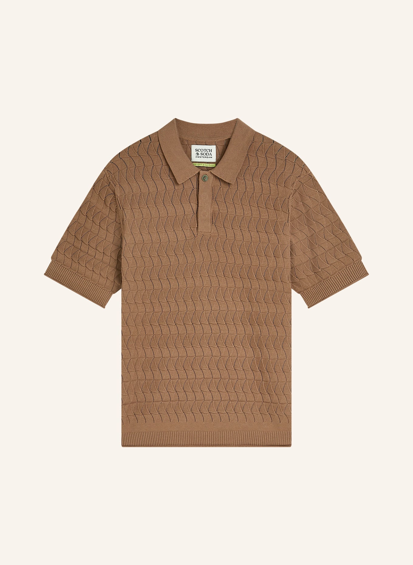 SCOTCH & SODA Strick-Poloshirt Regular Fit: CAMEL