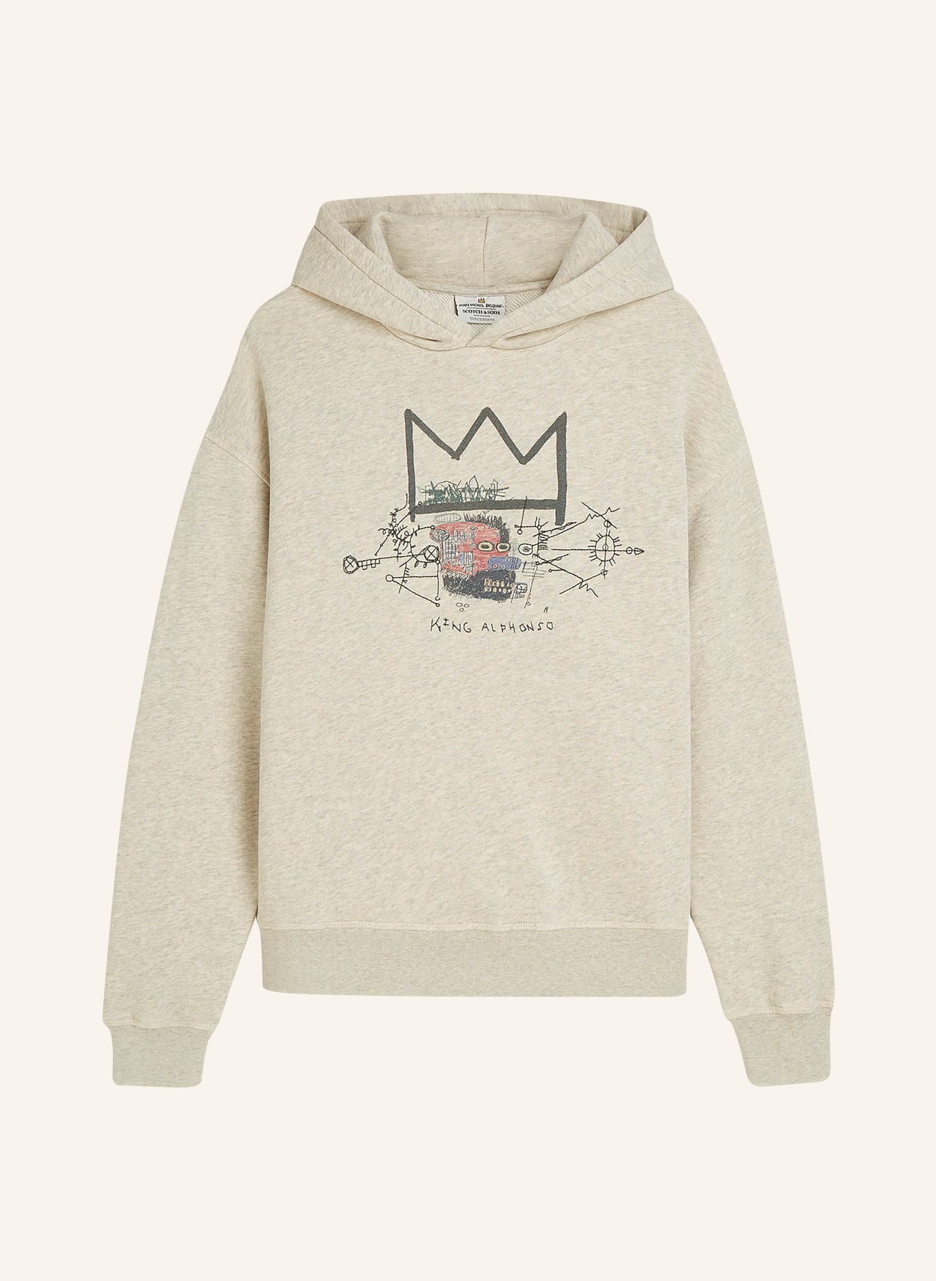 SCOTCH & SODA sweat à capuche: GRIS / ROUGE FONCÉ / NOIR