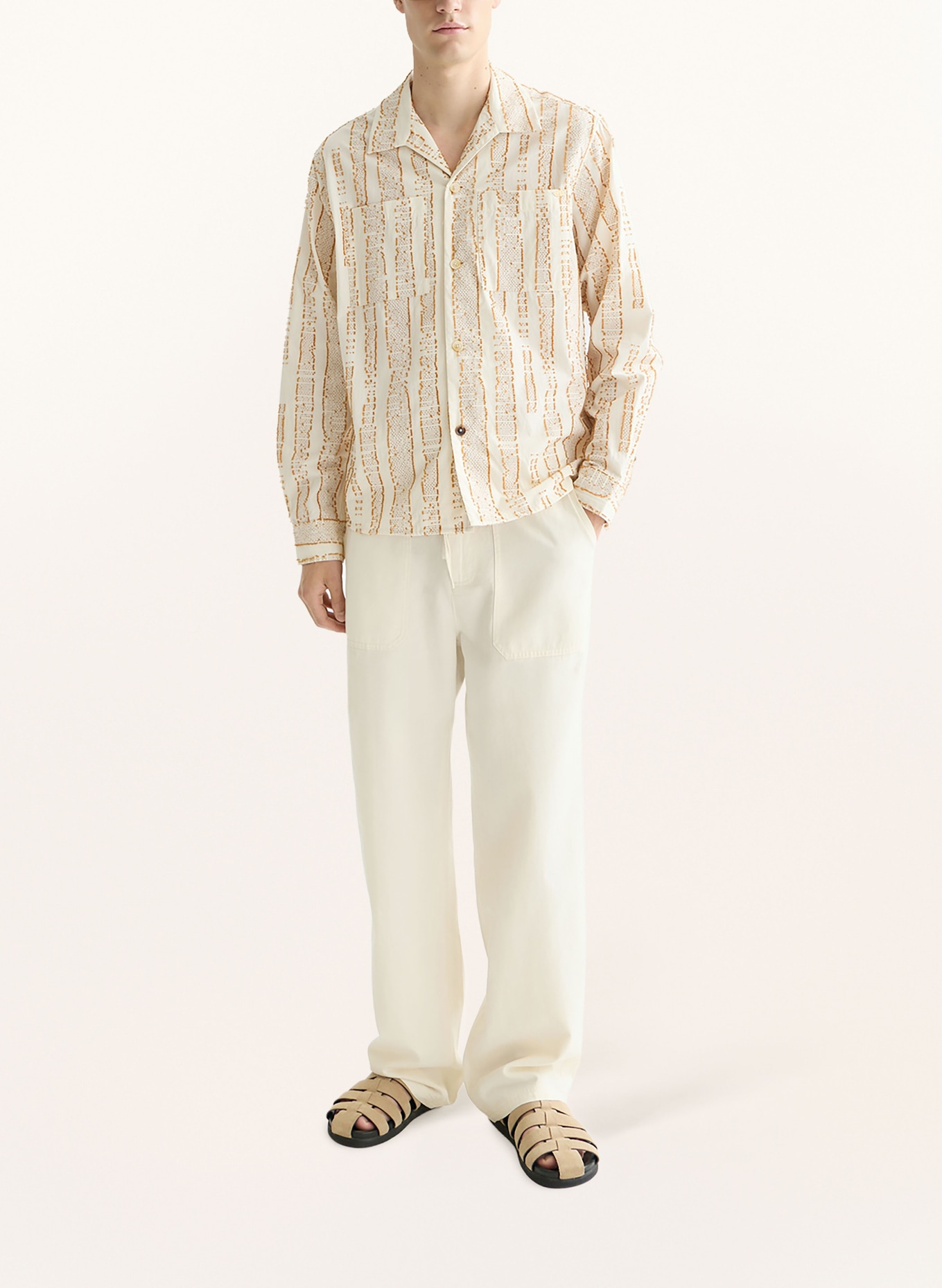 SCOTCH & SODA Chemise coupe décontractée: COGNAC / BLANC