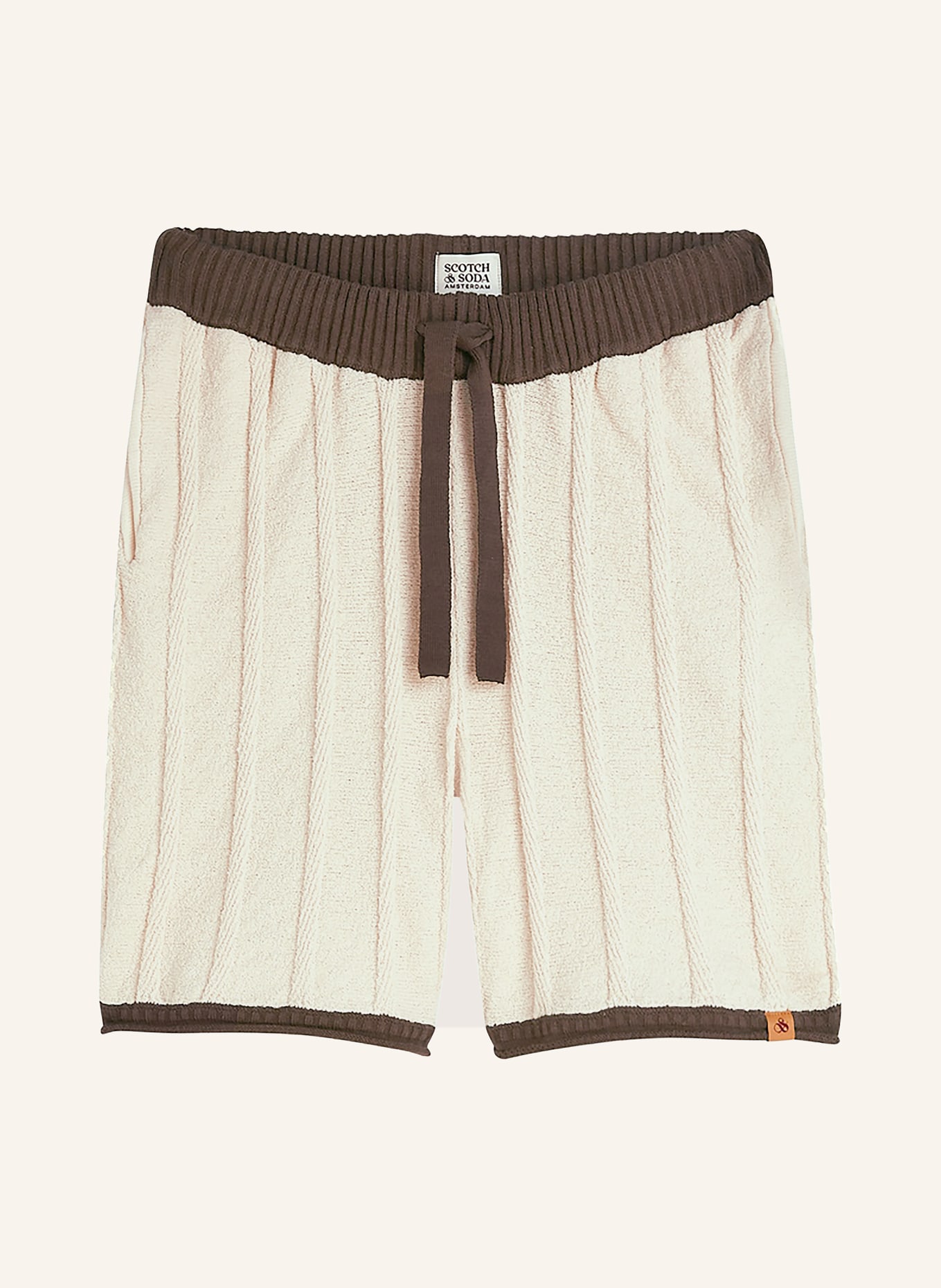 SCOTCH & SODA Strickshorts: CREME / DUNKELBRAUN
