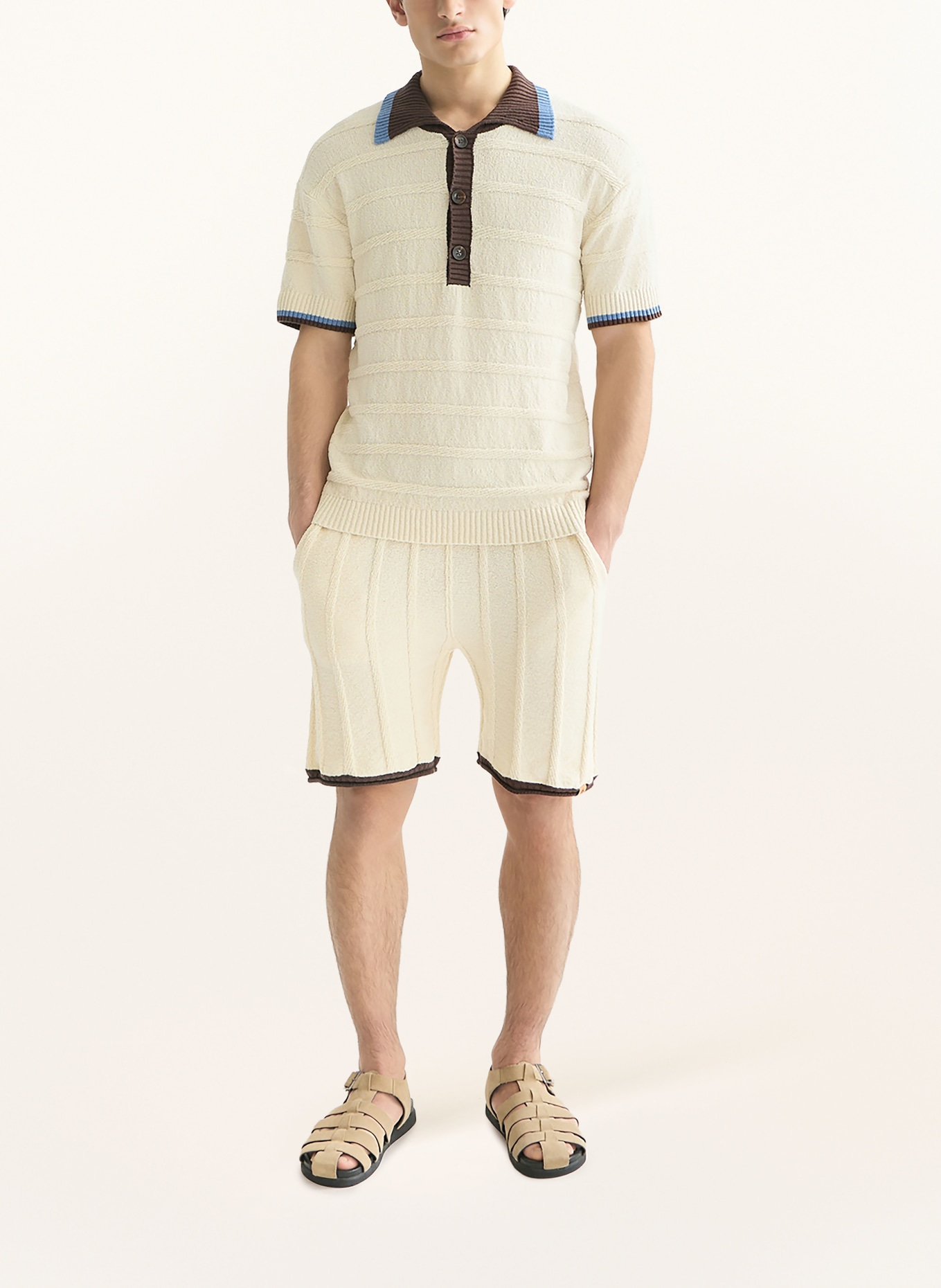 SCOTCH & SODA Strickshorts: CREME / DUNKELBRAUN