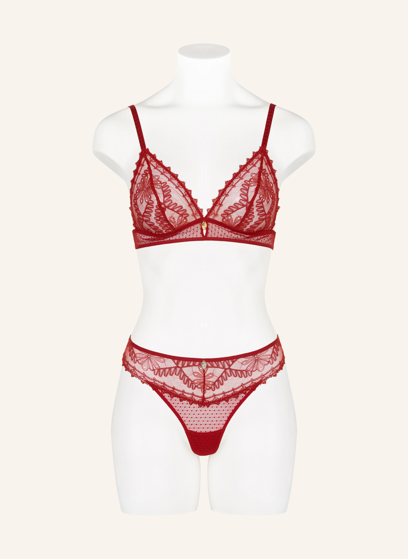 Aubade Trojúhelníkový podprsenka MYSTERY OF LOVE s výřezem: TMAVĚ ČERVENÁ