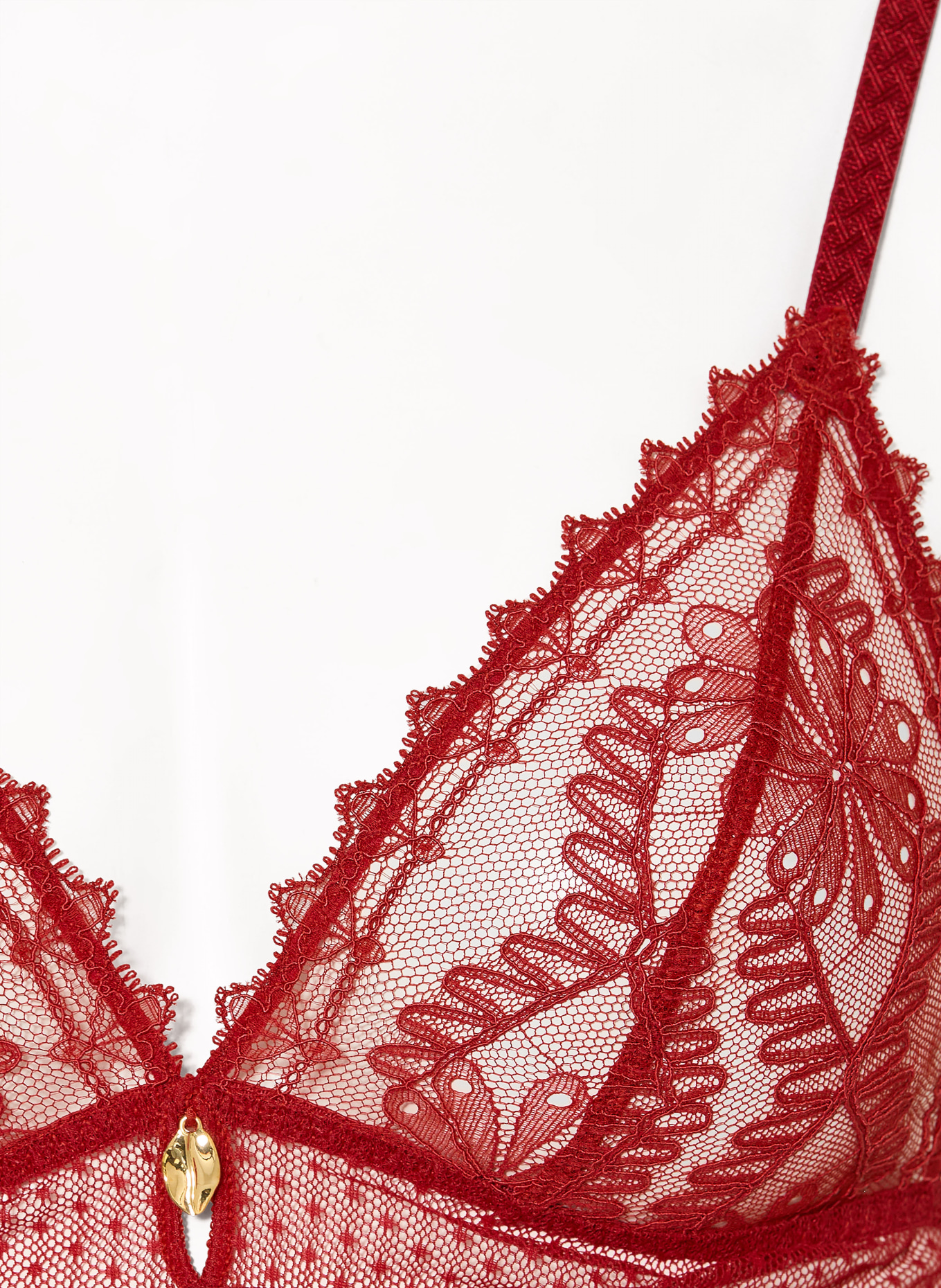 Aubade Trojúhelníkový podprsenka MYSTERY OF LOVE s výřezem: TMAVĚ ČERVENÁ