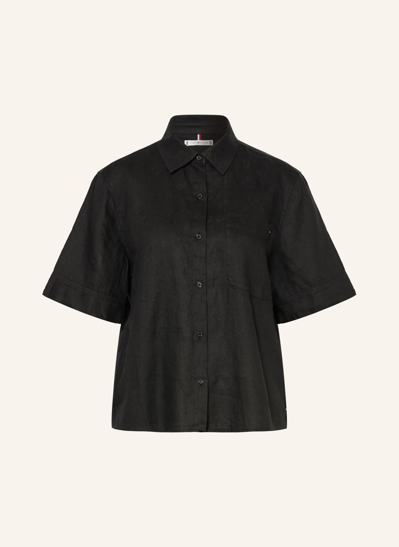 TOMMY HILFIGER Linen shirt blouse: BLACK