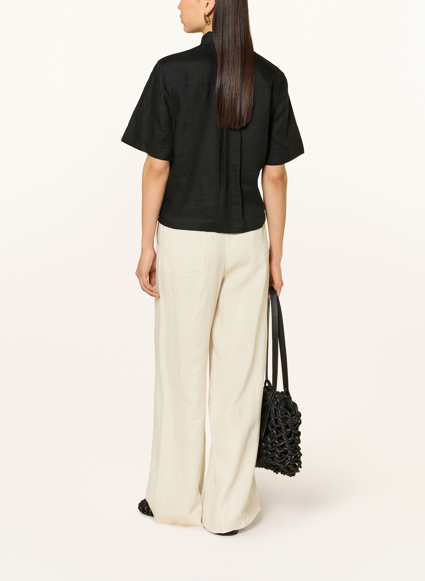 TOMMY HILFIGER Linen shirt blouse: BLACK