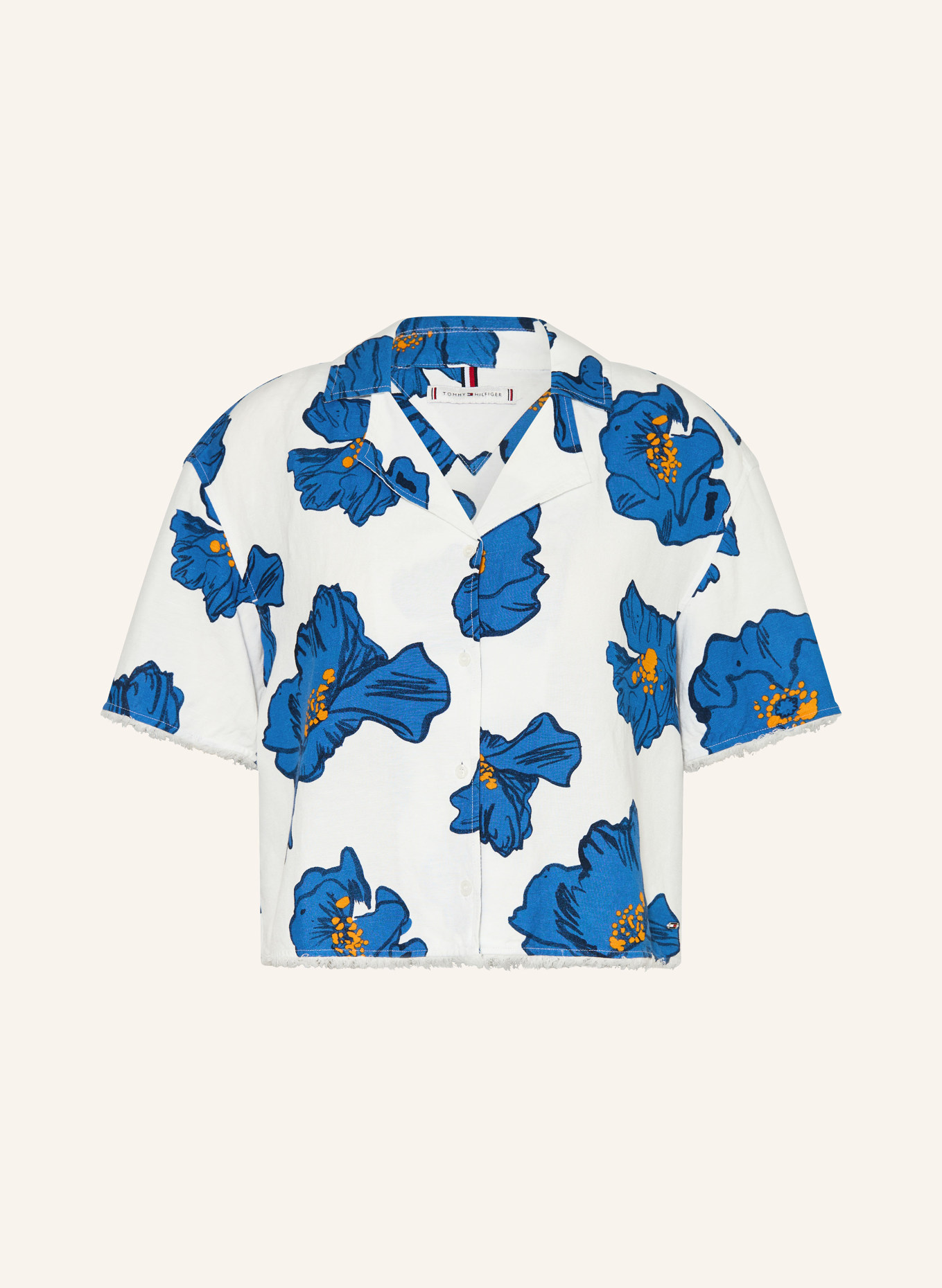 TOMMY HILFIGER Chemisier en lin: CRÈME / BLEU