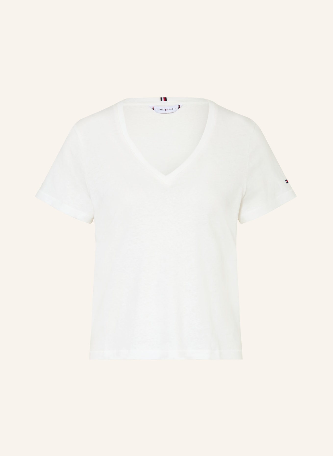 TOMMY HILFIGER T-Shirt mit Leinen: WEISS