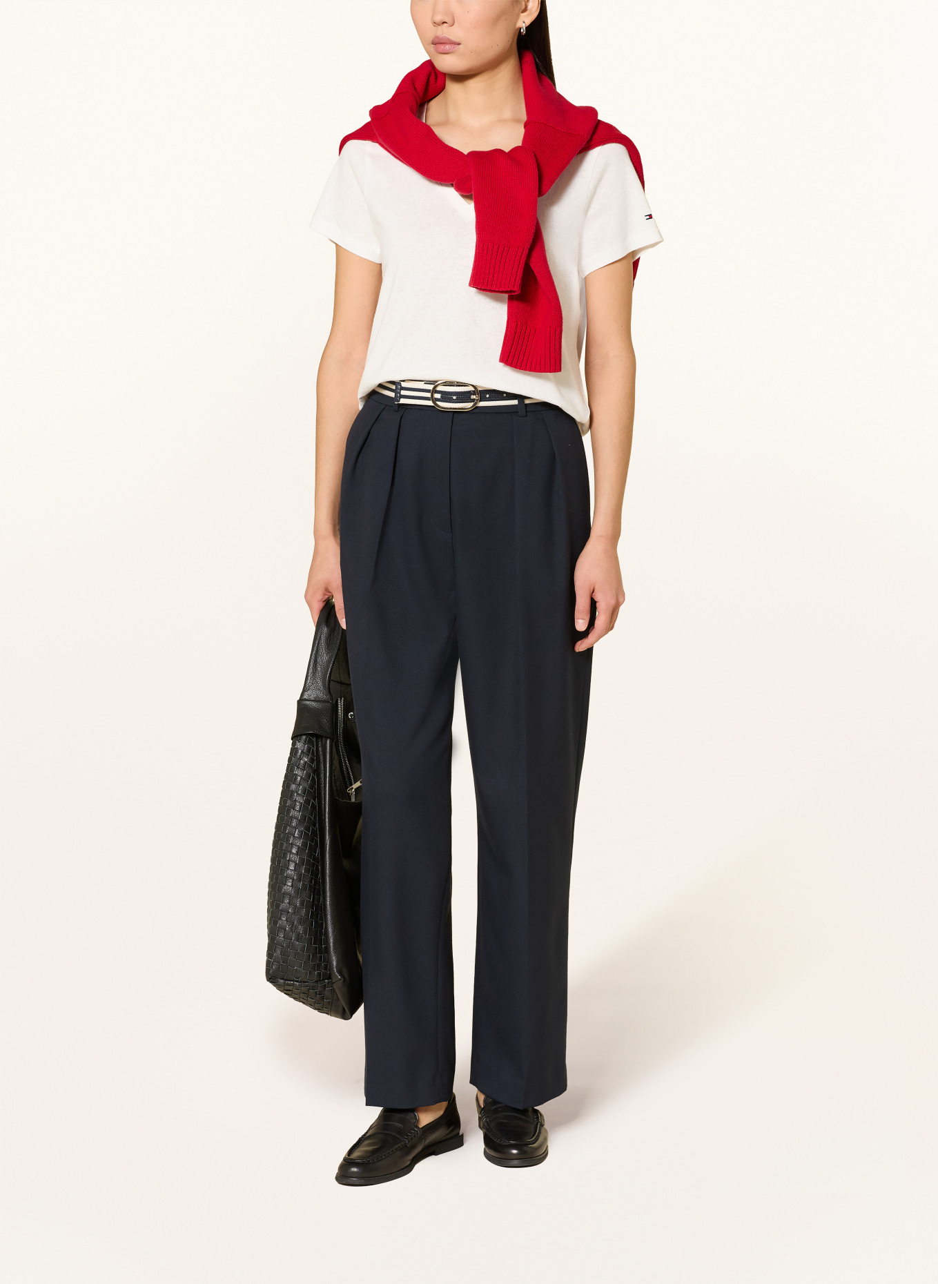 TOMMY HILFIGER T-Shirt mit Leinen: WEISS