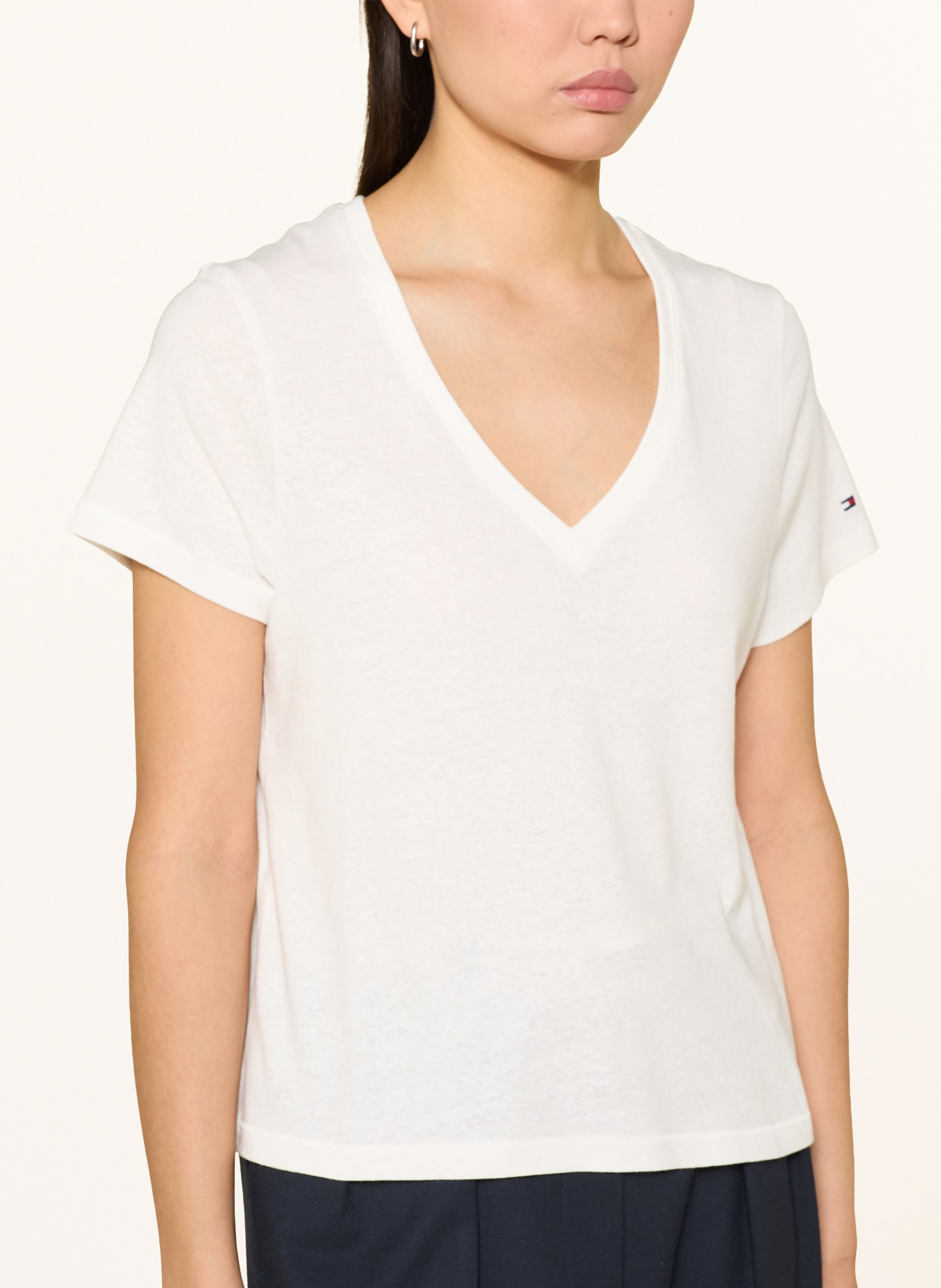 TOMMY HILFIGER T-Shirt mit Leinen: WEISS