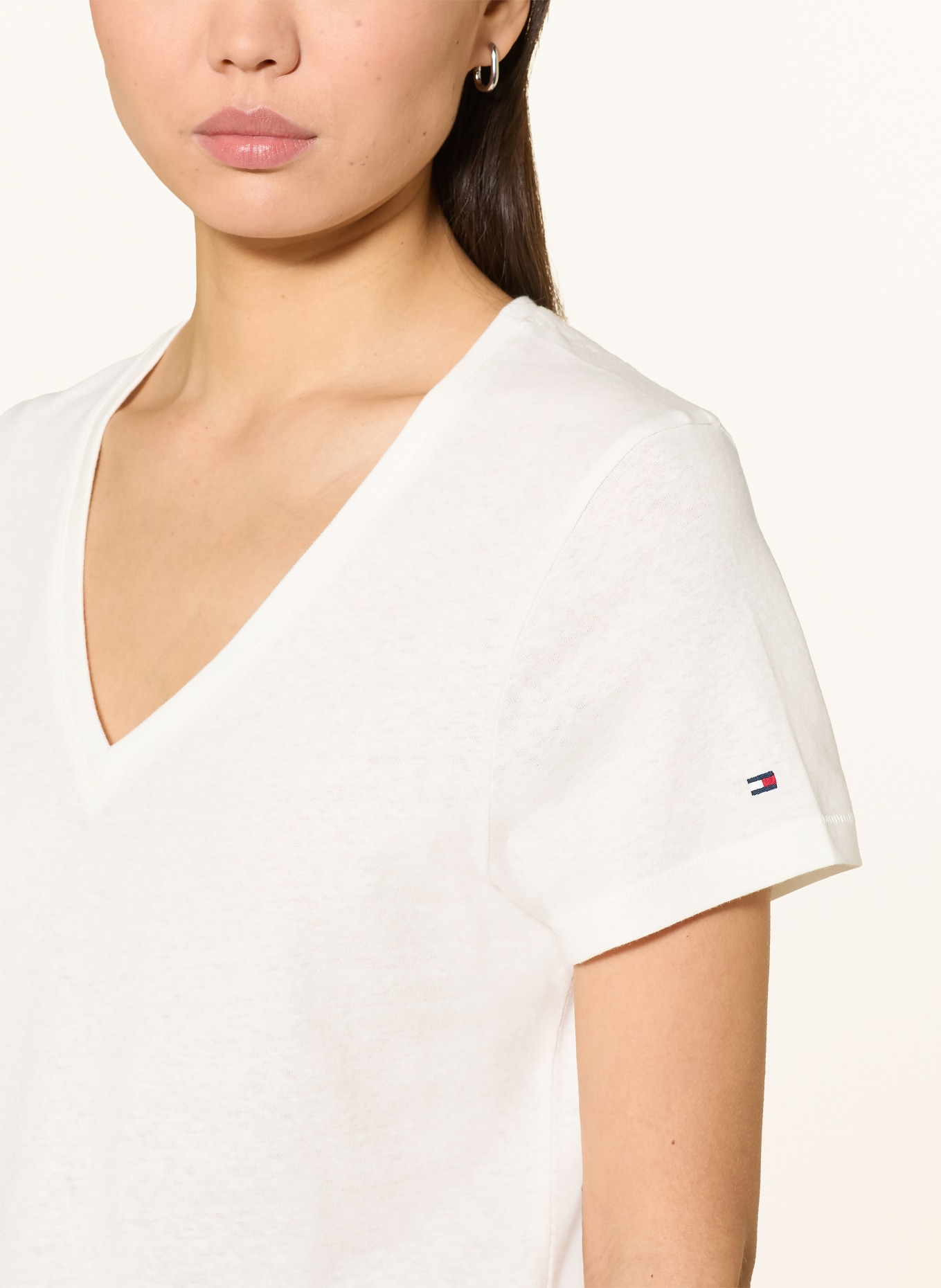TOMMY HILFIGER T-Shirt mit Leinen: WEISS