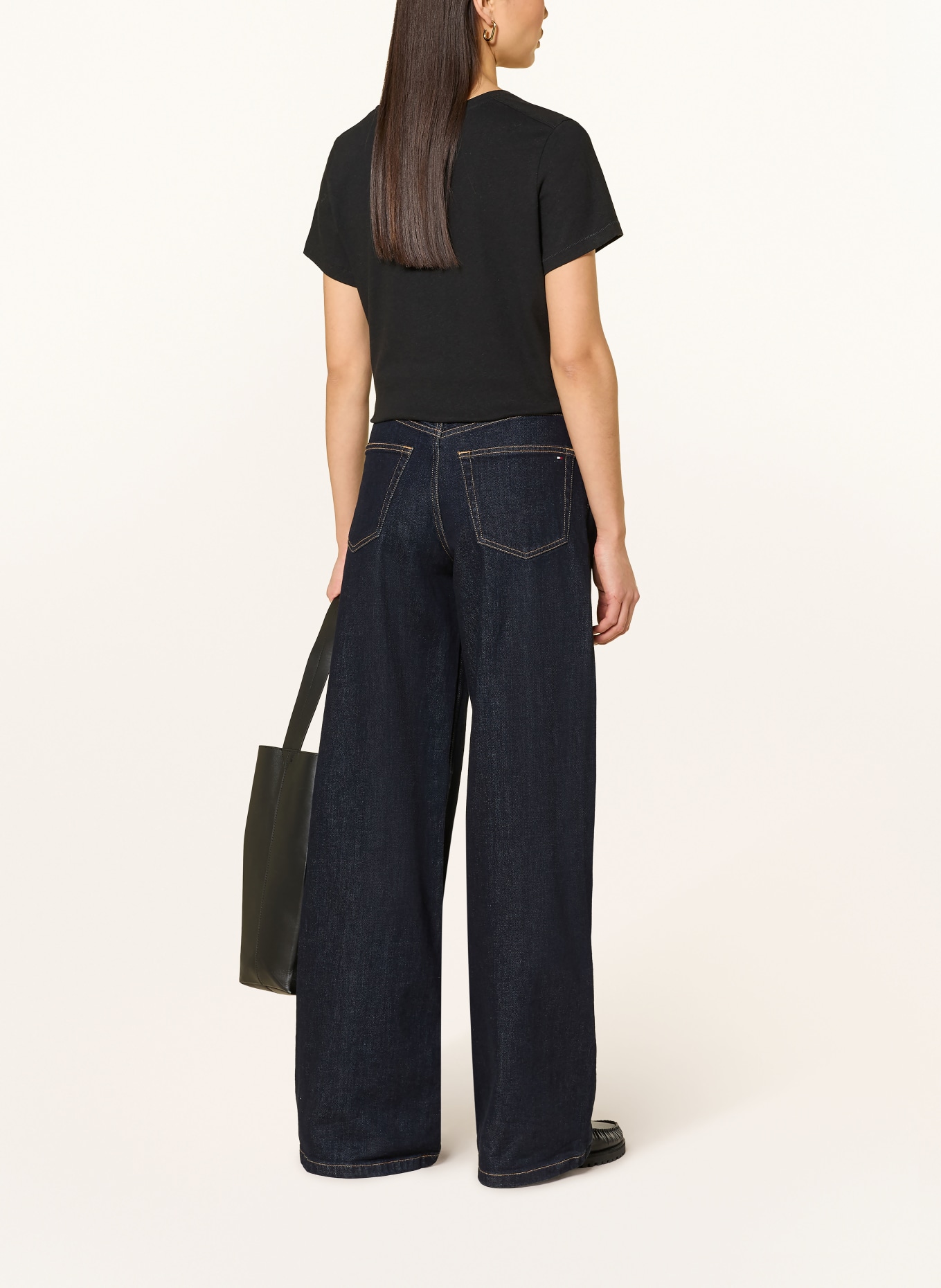 TOMMY HILFIGER T-shirt with linen: BLACK