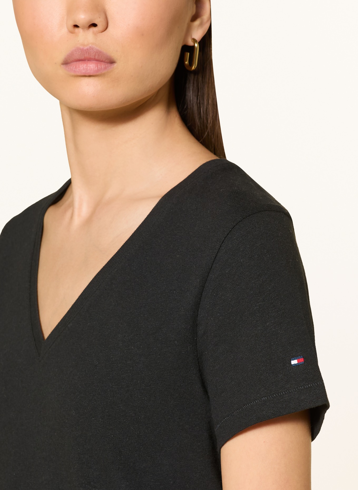 TOMMY HILFIGER T-shirt with linen: BLACK