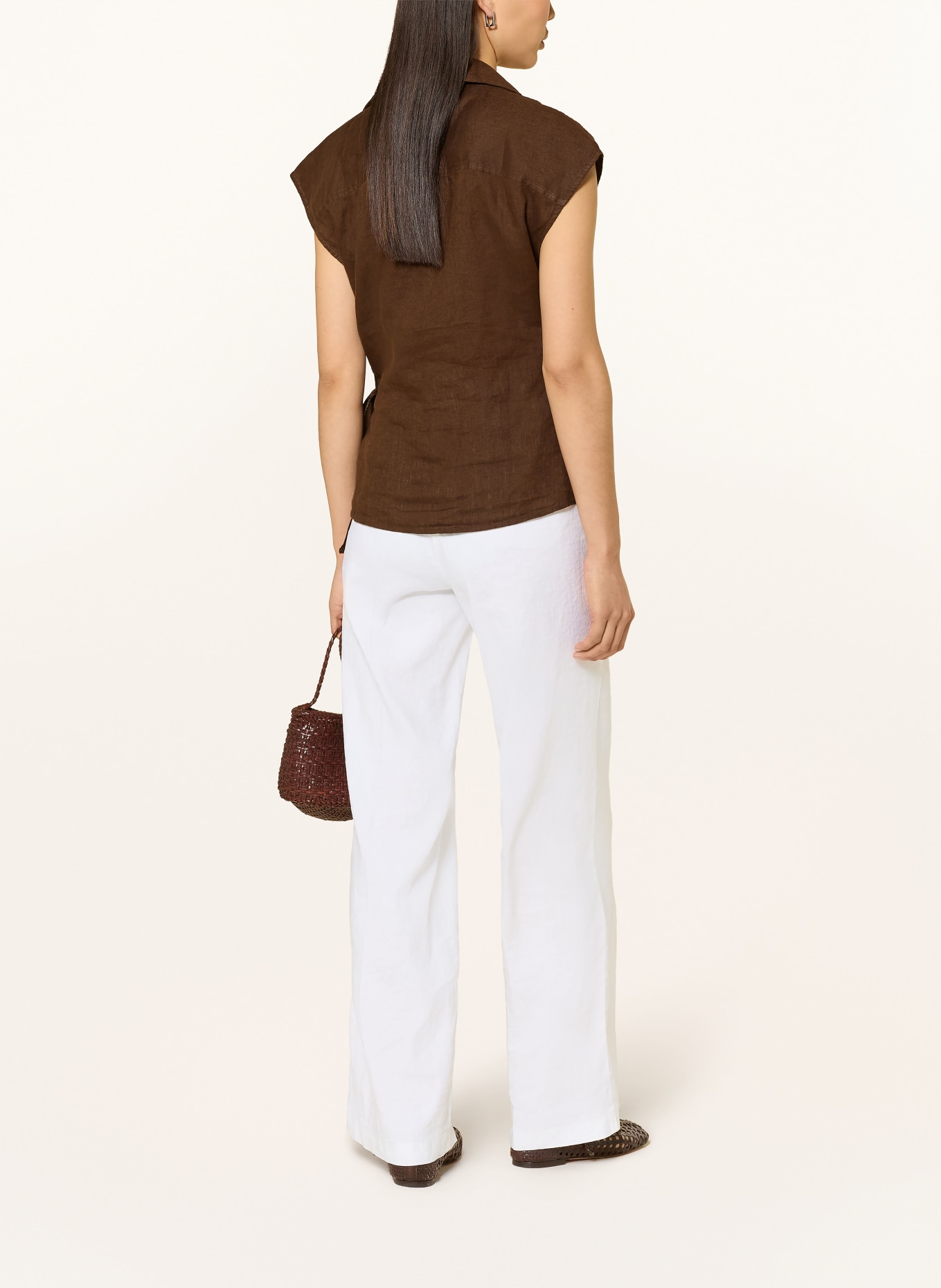 TOMMY HILFIGER Wickeltop aus Leinen: DUNKELBRAUN