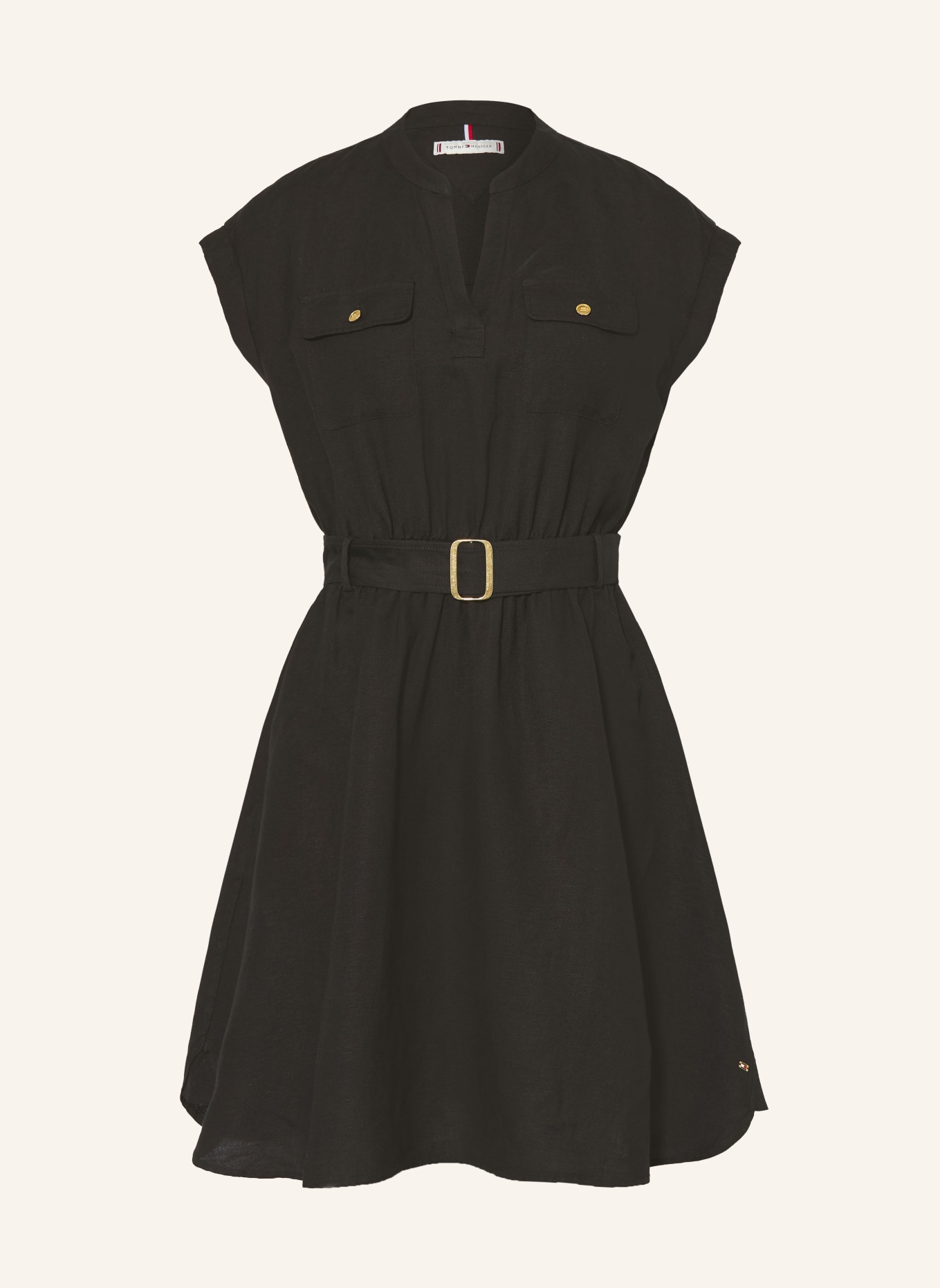 TOMMY HILFIGER Jurk met linnen: ZWART