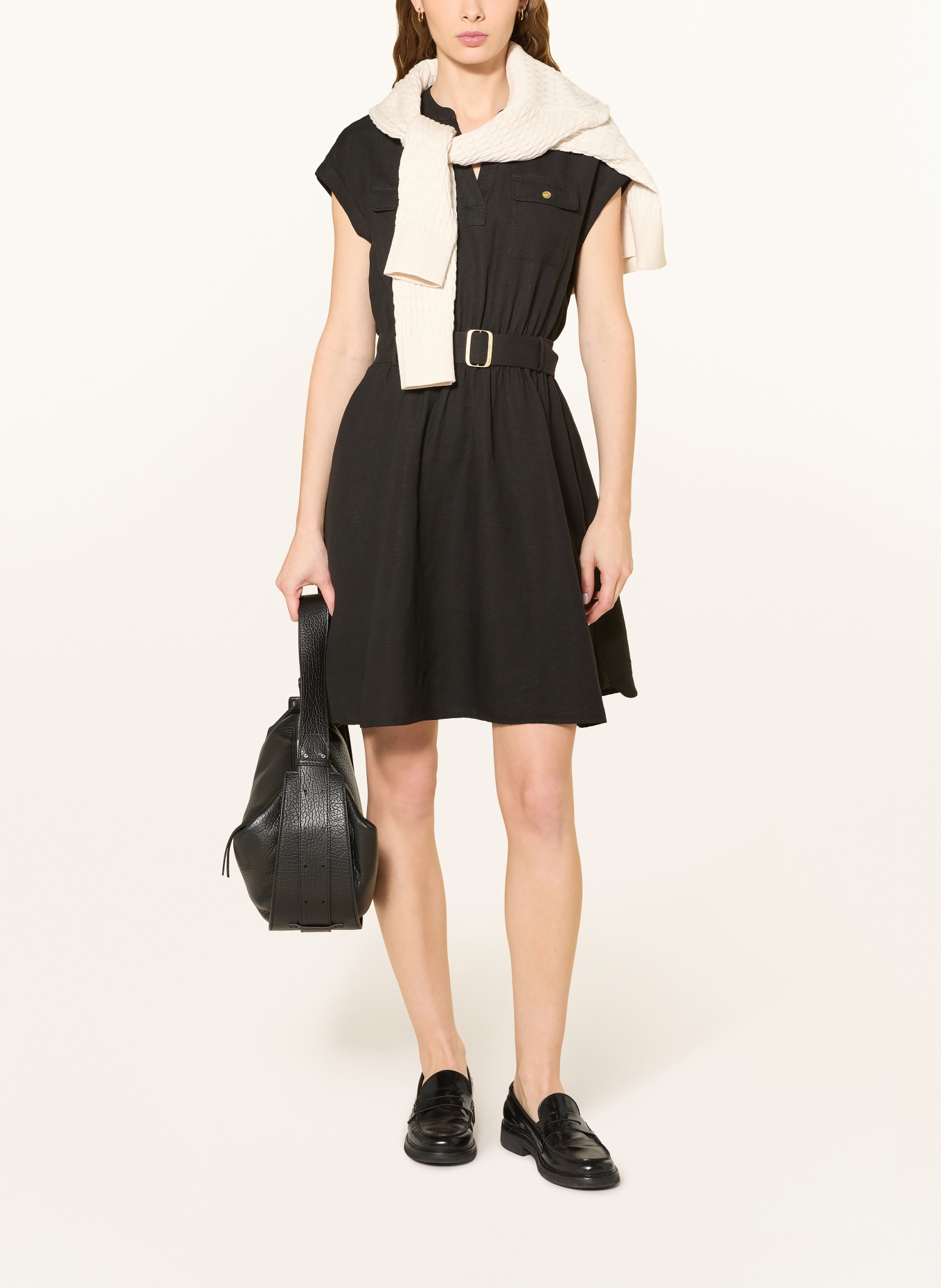 TOMMY HILFIGER Jurk met linnen: ZWART