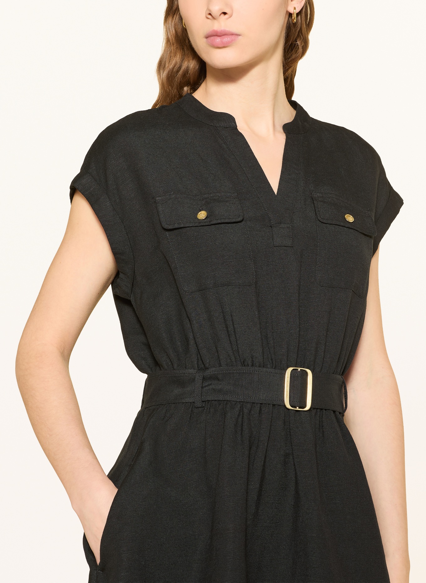 TOMMY HILFIGER Jurk met linnen: ZWART