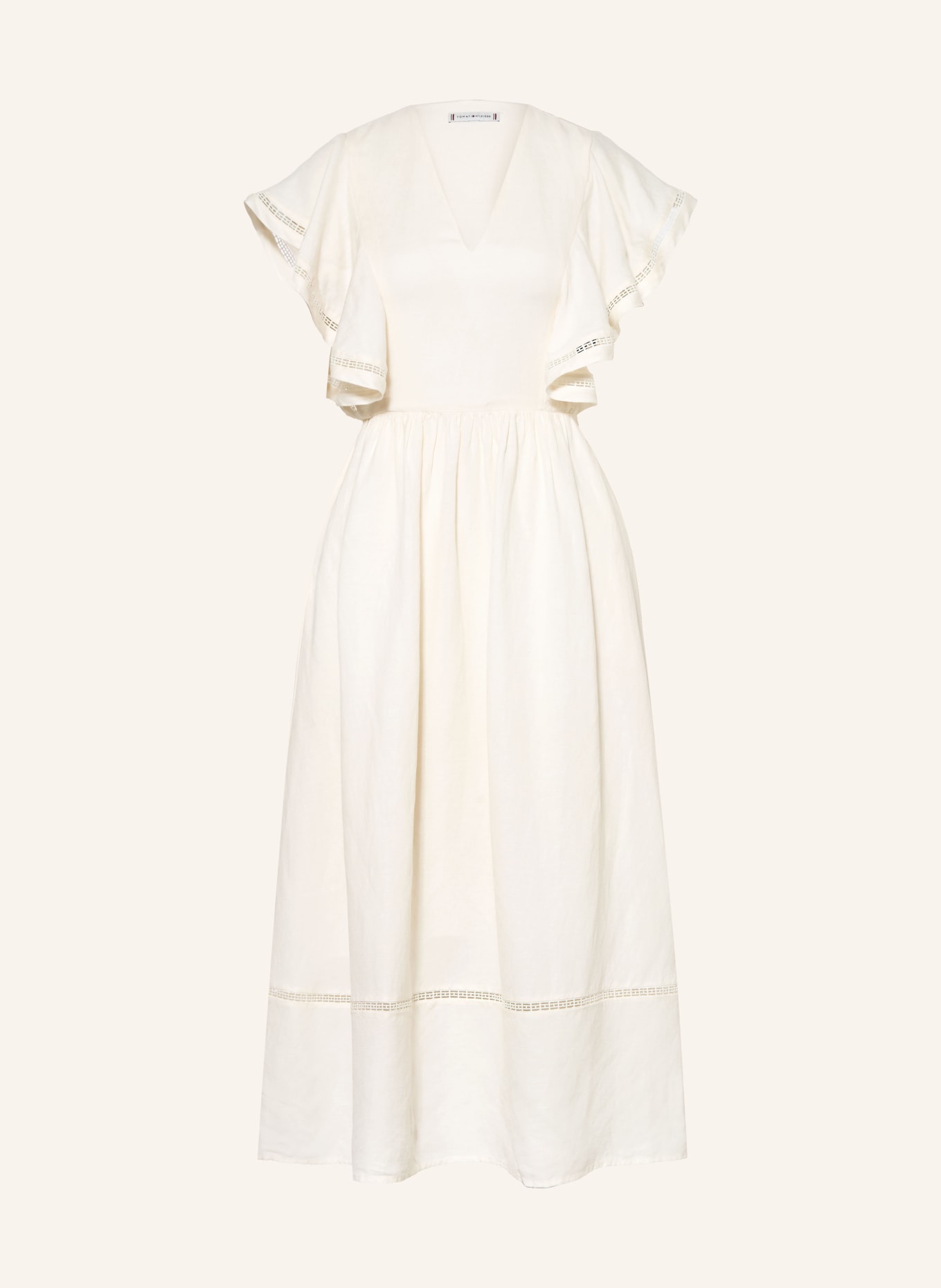 TOMMY HILFIGER Kleid mit Leinen und Volants: ECRU