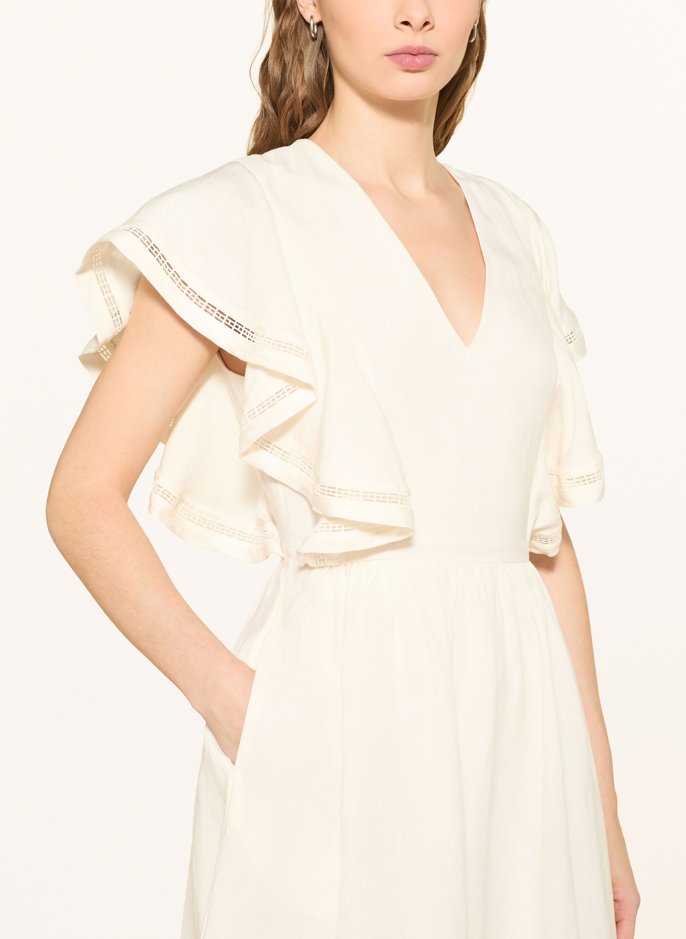 TOMMY HILFIGER Kleid mit Leinen und Volants: ECRU