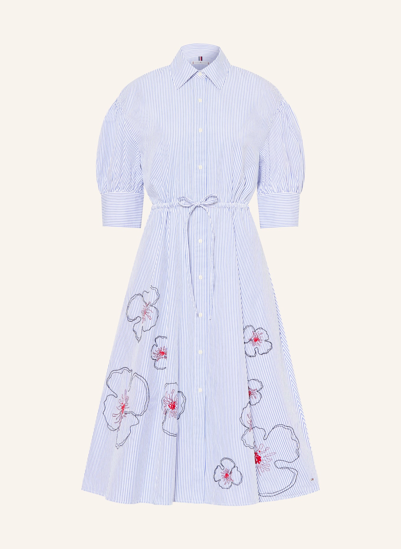 TOMMY HILFIGER Overhemdjurk met 3/4-mouwen: BLAUW / WIT