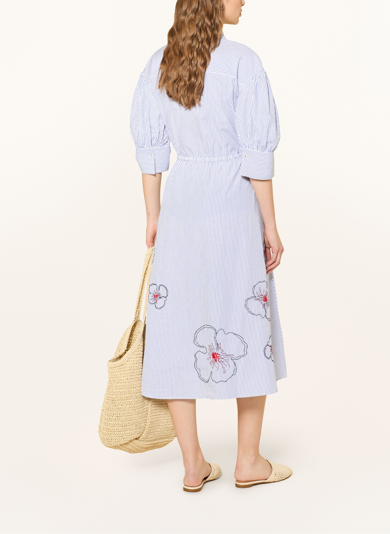 TOMMY HILFIGER Overhemdjurk met 3/4-mouwen: BLAUW / WIT