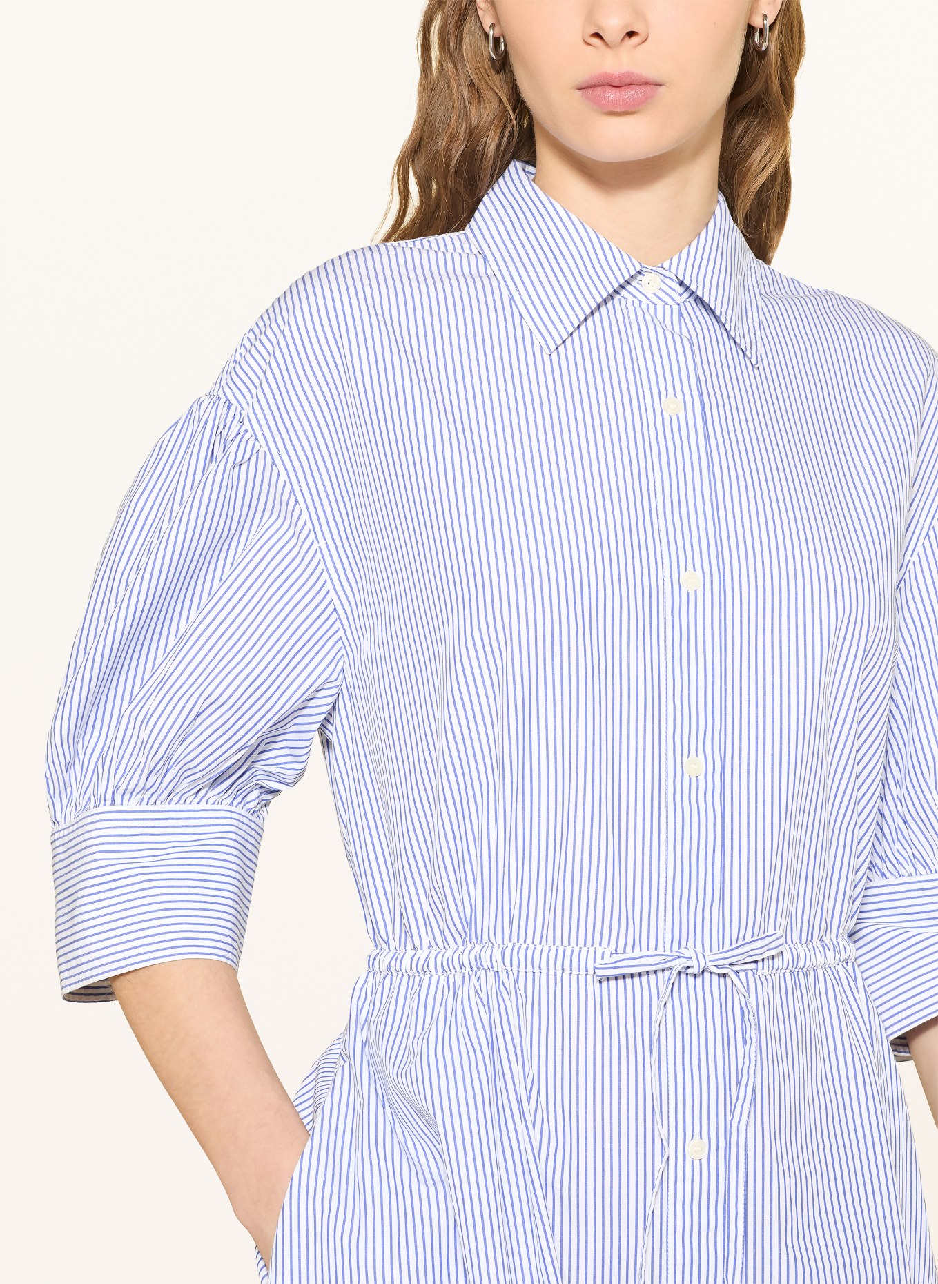 TOMMY HILFIGER Overhemdjurk met 3/4-mouwen: BLAUW / WIT