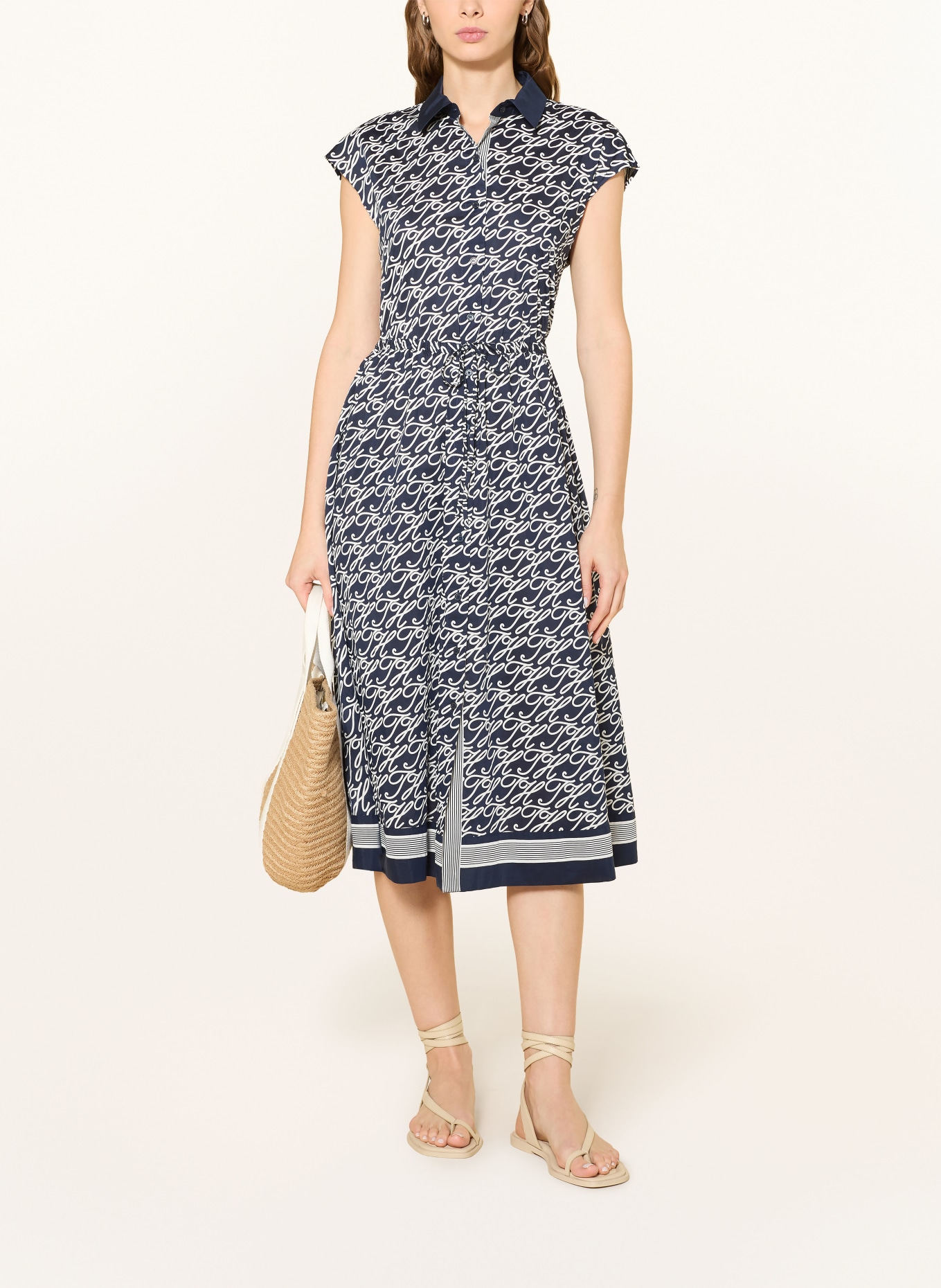 TOMMY HILFIGER Overhemdjurk: DONKERBLAUW / WIT