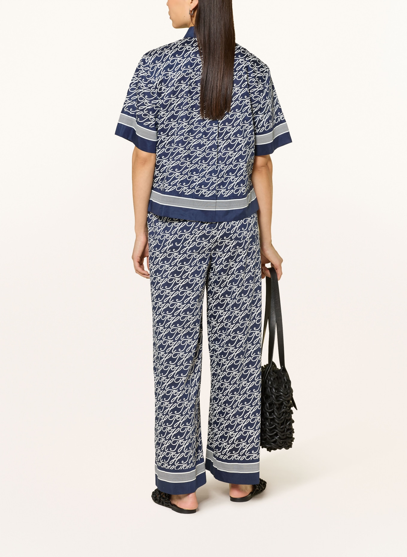 TOMMY HILFIGER broek: DONKERBLAUW / WIT