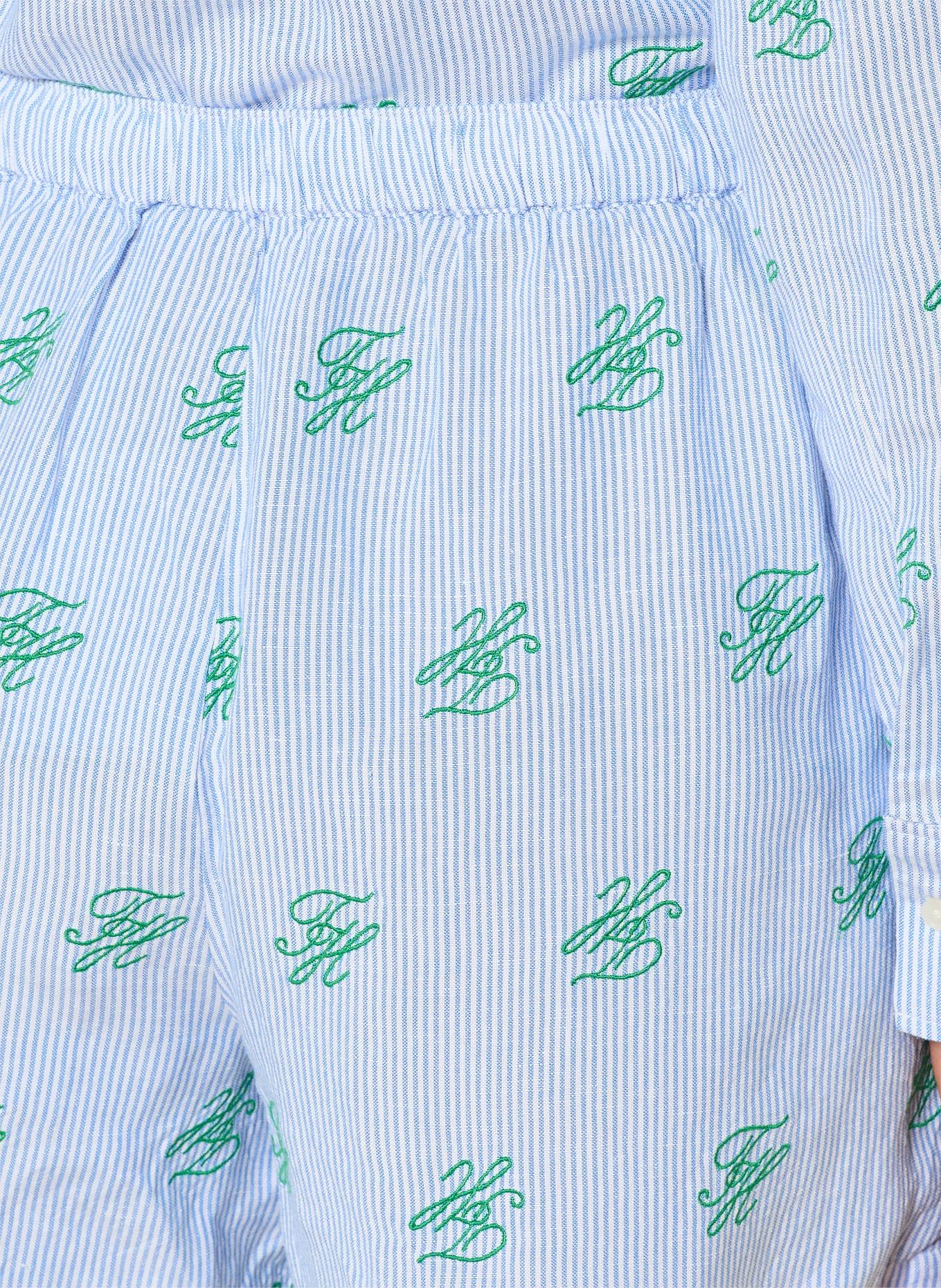 TOMMY HILFIGER Short en lin: BLEU CLAIR / VERT / BLANC