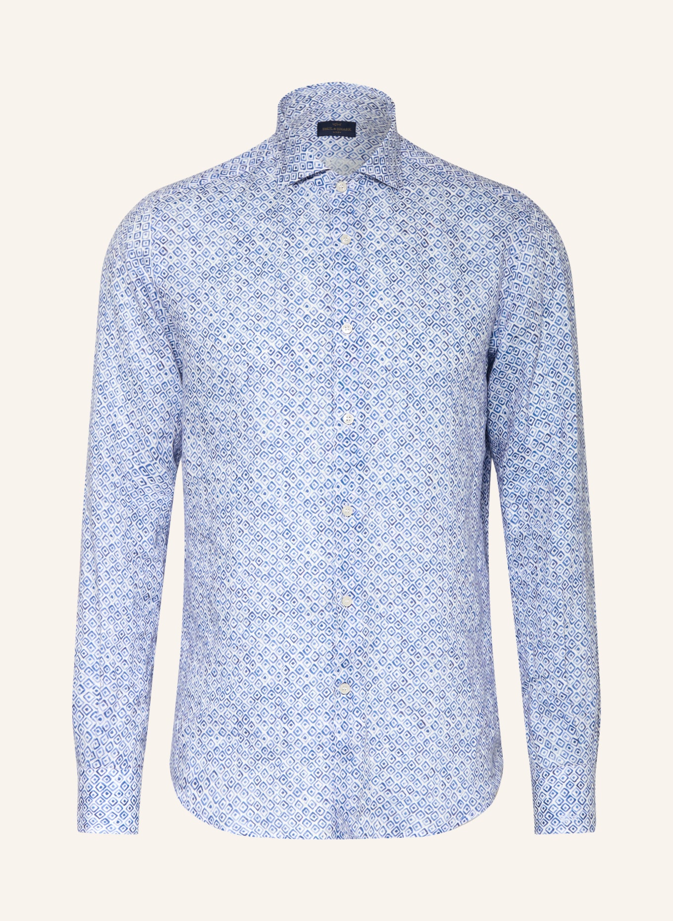 PAUL & SHARK Lněná košile Regular Fit: MODRÁ / BÍLÁ