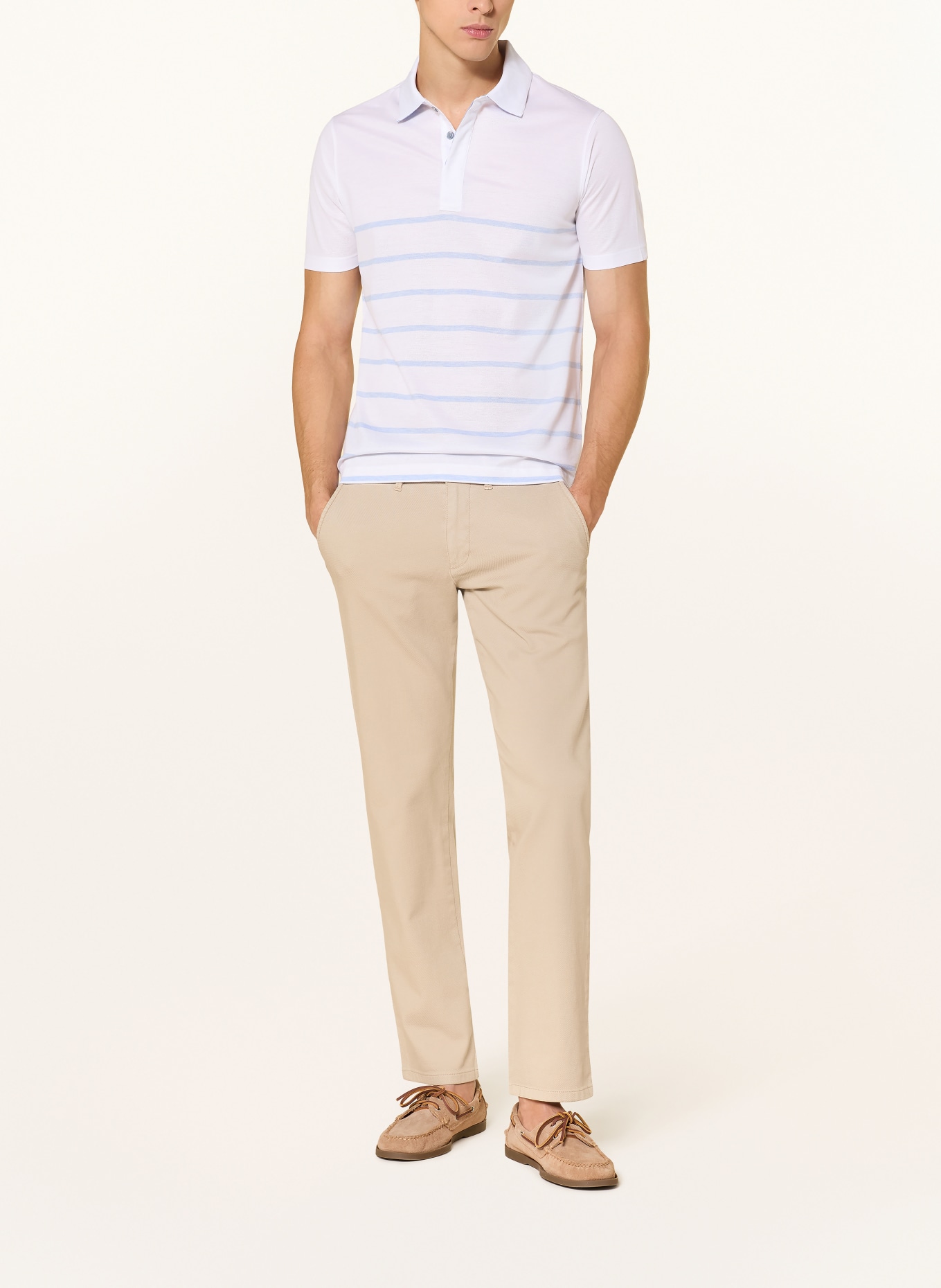 PAUL & SHARK Piqué poloshirt: WIT / LICHTBLAUW