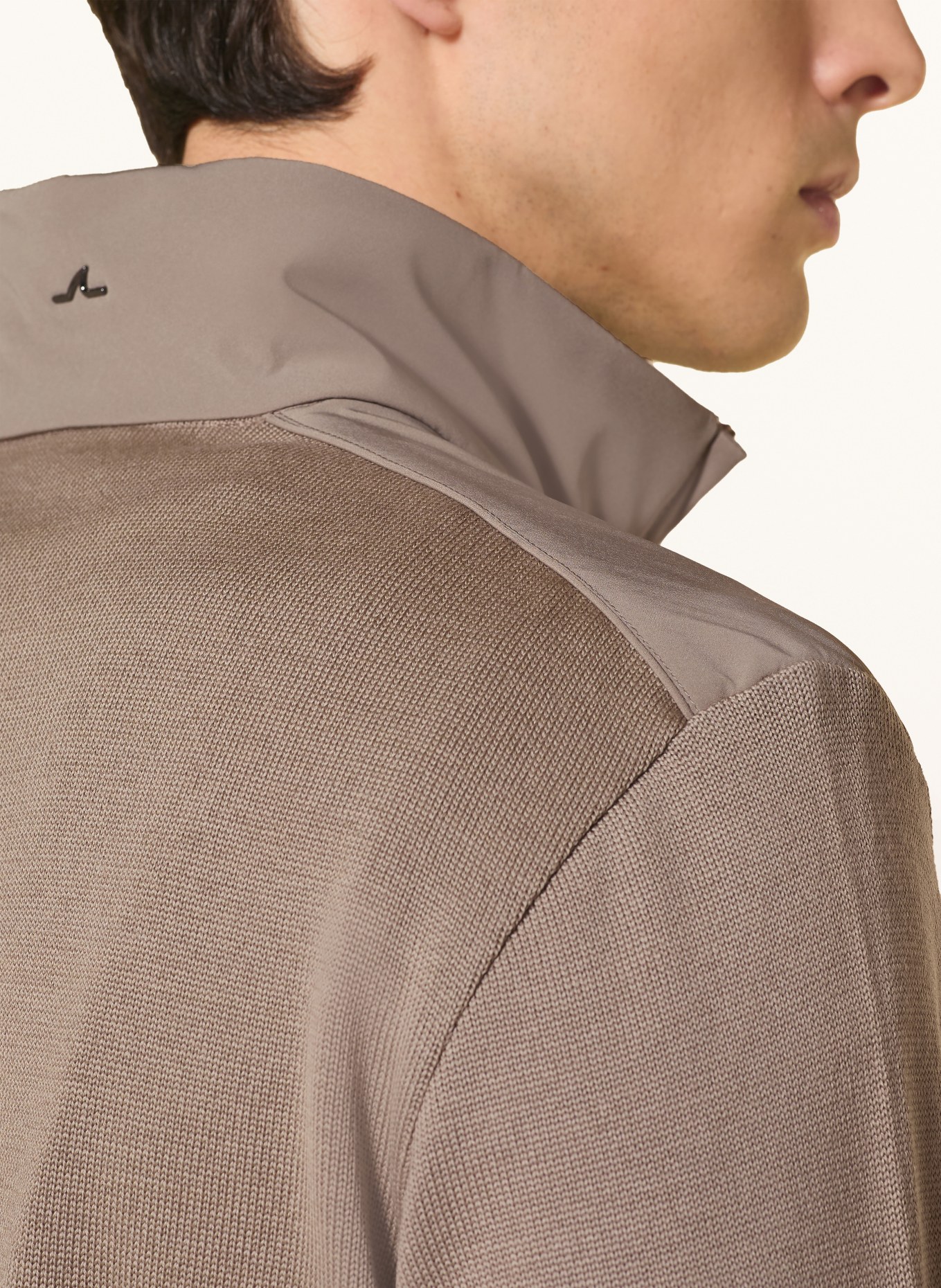 PAUL & SHARK Troyer im Materialmix: HELLBRAUN