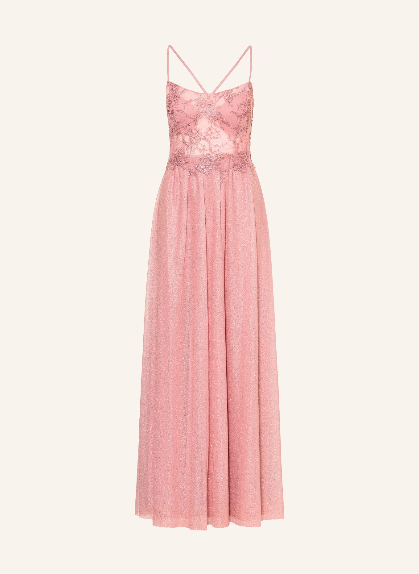 Suddenly Princess Večerní šaty s krajkou a třpytivou nití: STARORŮŽOVÁ / STŘÍBRNÁ