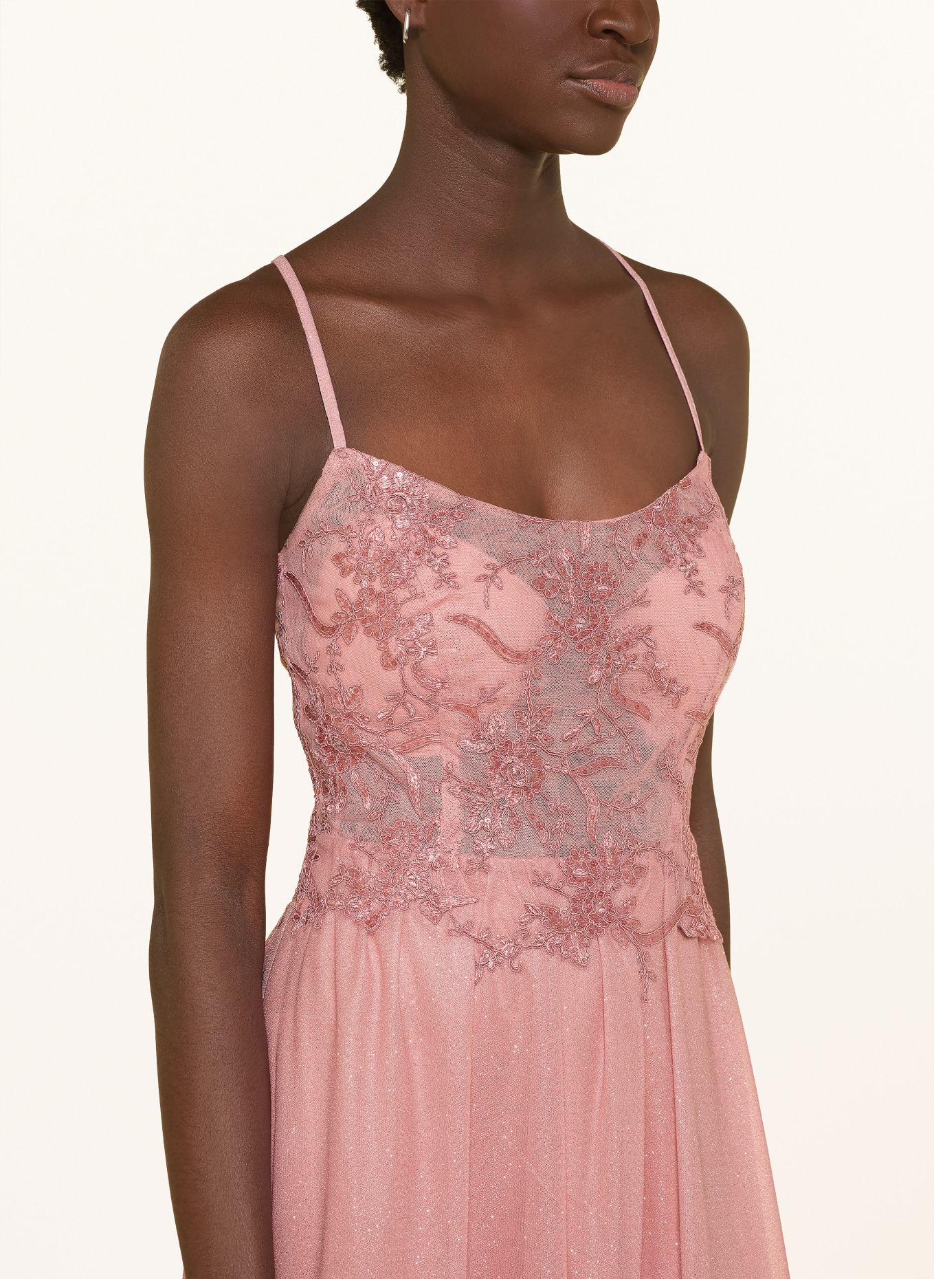 Suddenly Princess Večerní šaty s krajkou a třpytivou nití: STARORŮŽOVÁ / STŘÍBRNÁ