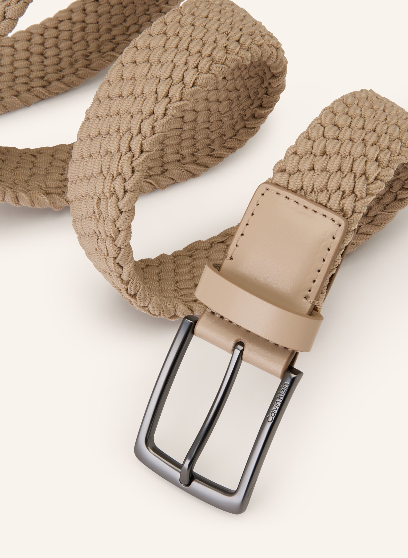 Calvin Klein Flechtgürtel: BEIGE / PLATIN