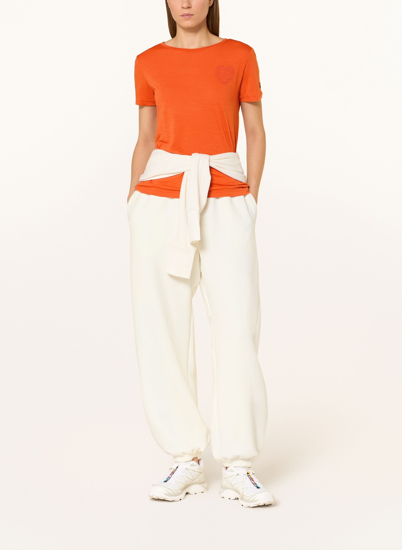 super.natural Funkční tričko LITTLE HEARTWOOD s merino vlnou: ORANŽOVÁ