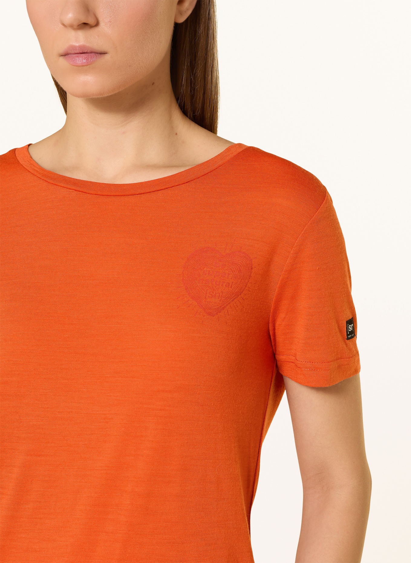super.natural Funkční tričko LITTLE HEARTWOOD s merino vlnou: ORANŽOVÁ