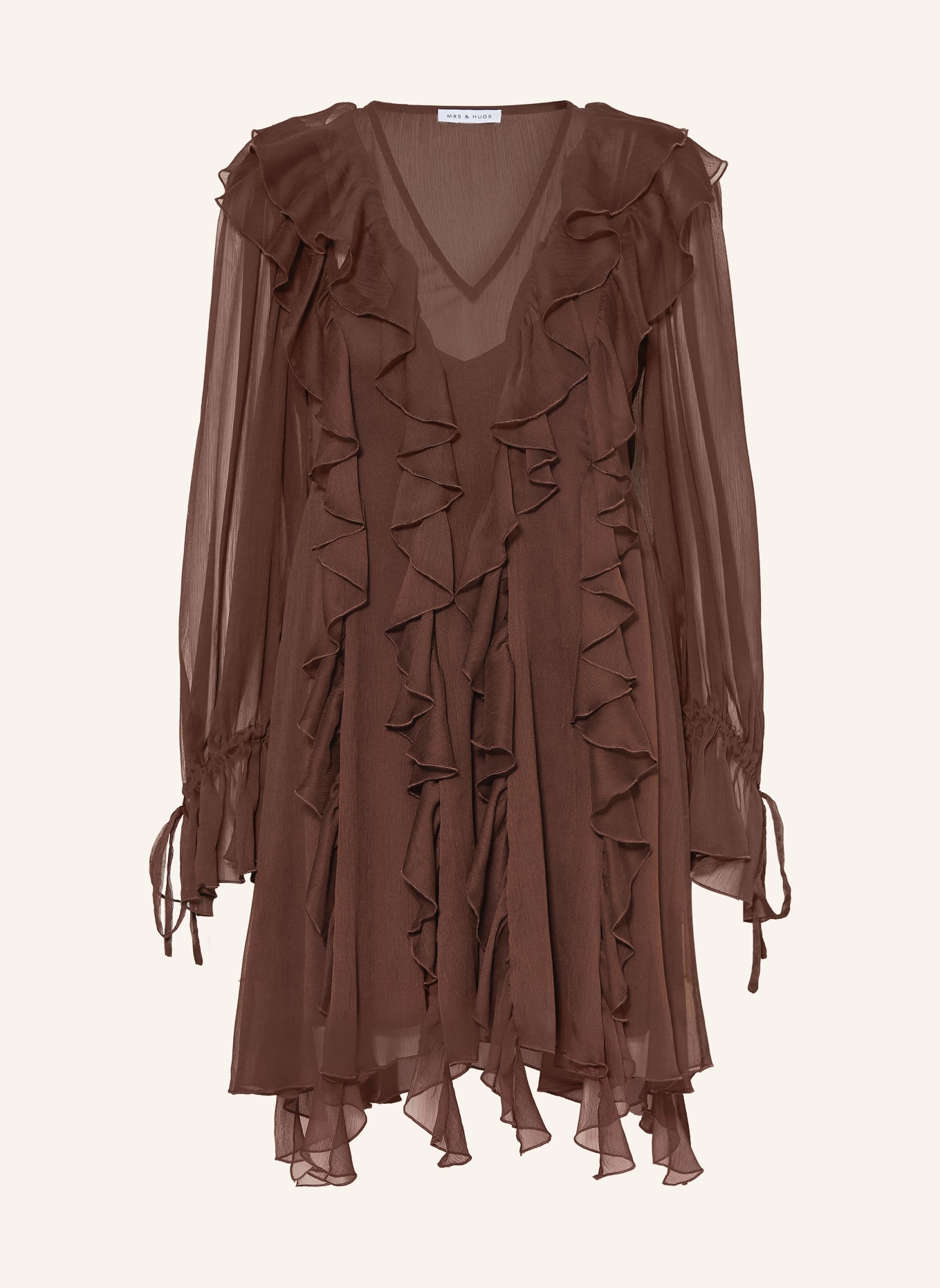 MRS & HUGS Sukienka z falbanami: BRĄZOWY