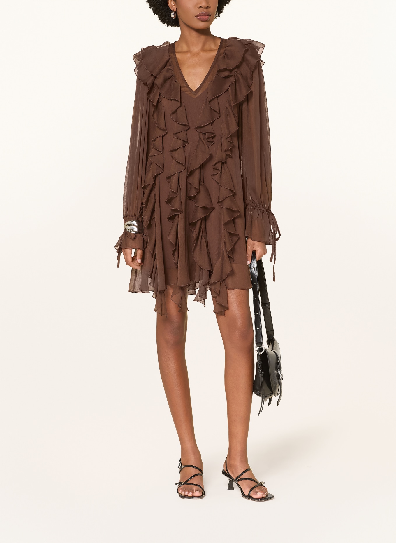 MRS & HUGS Sukienka z falbanami: BRĄZOWY