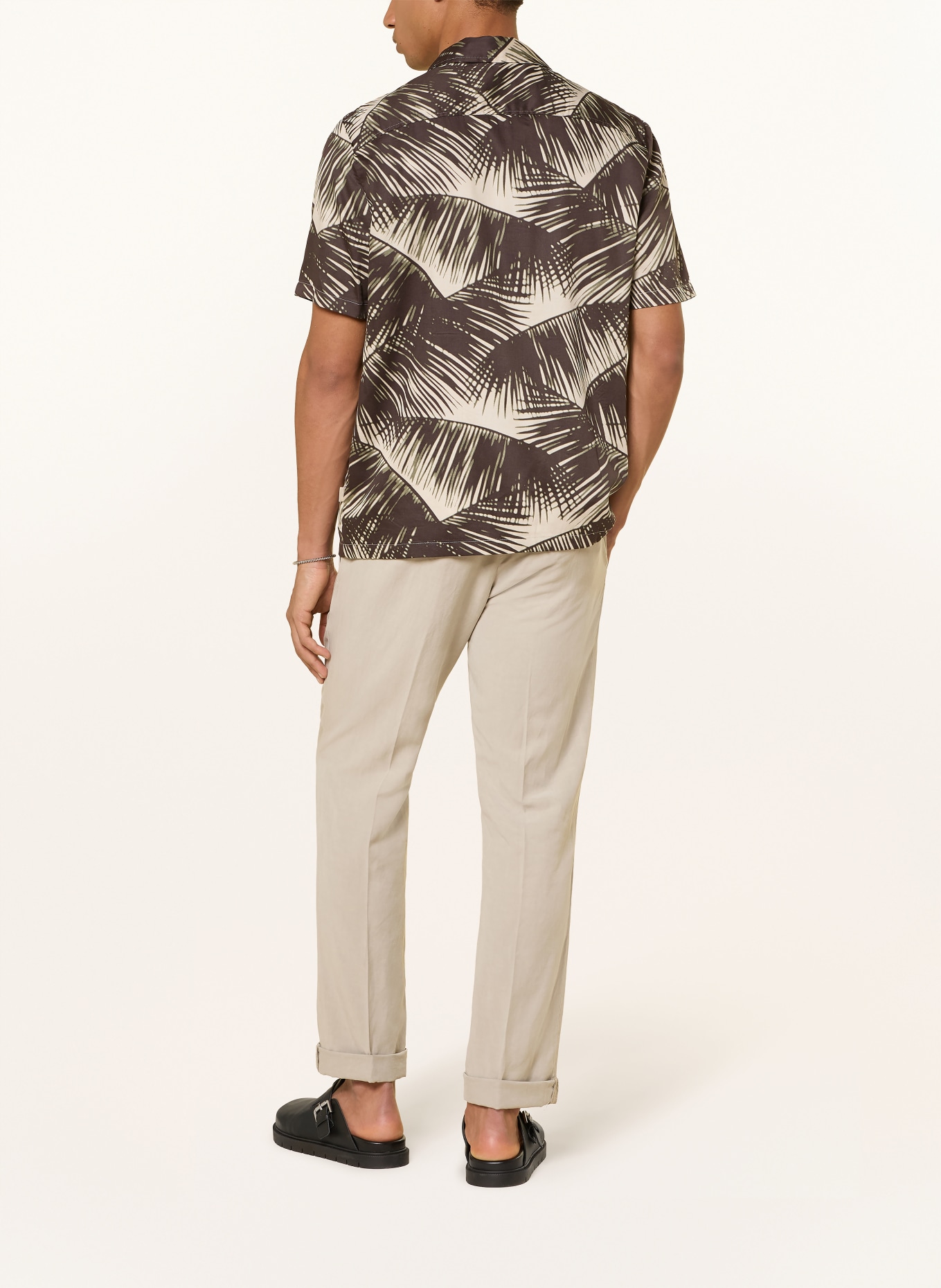 Calvin Klein Comfort Fit resort shirt: DARK BROWN / CREAM / KHAKI