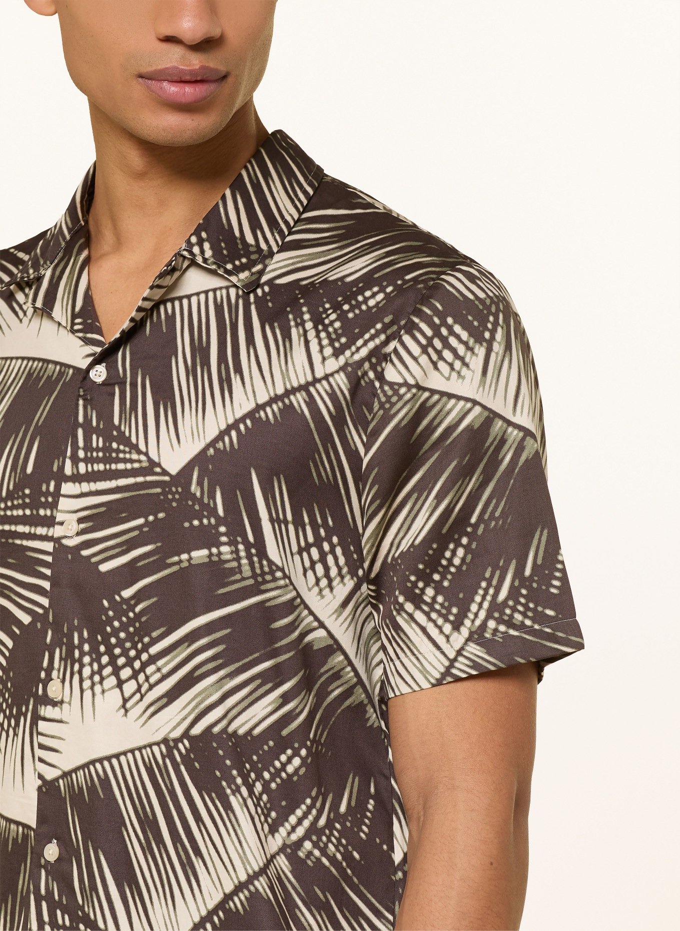 Calvin Klein Comfort Fit resort shirt: DARK BROWN / CREAM / KHAKI