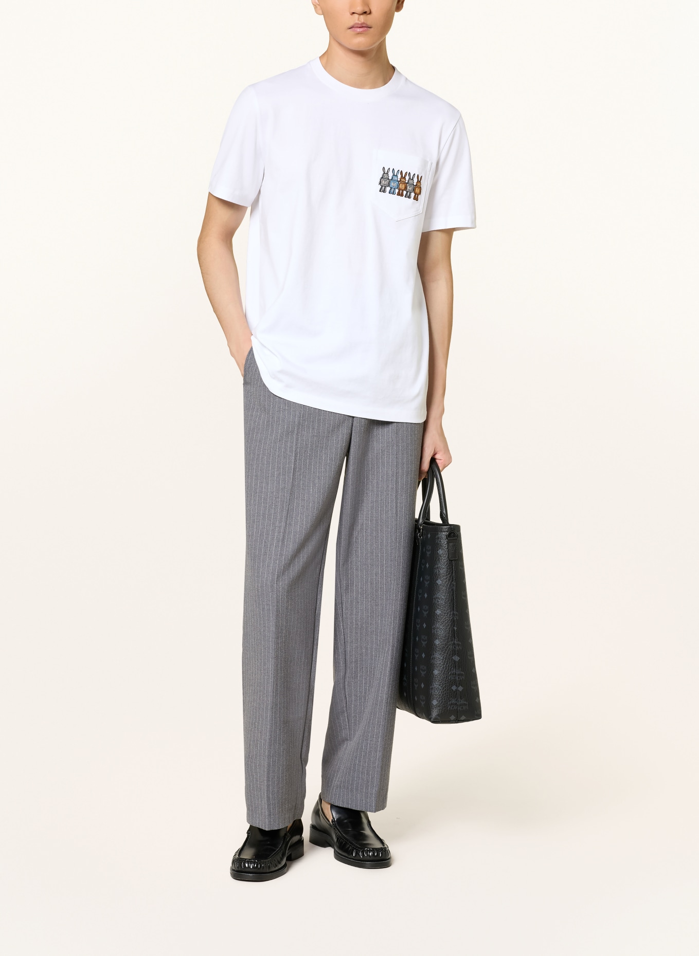 MCM T-Shirt RABOT: WEISS / COGNAC / BLAU