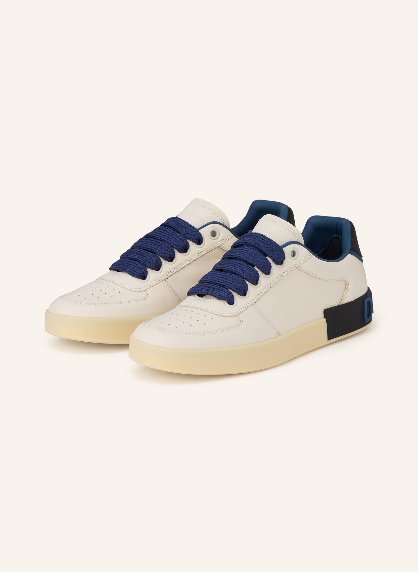 DOLCE & GABBANA Sneaker PORTOFINO: ECRU / DUNKELBLAU