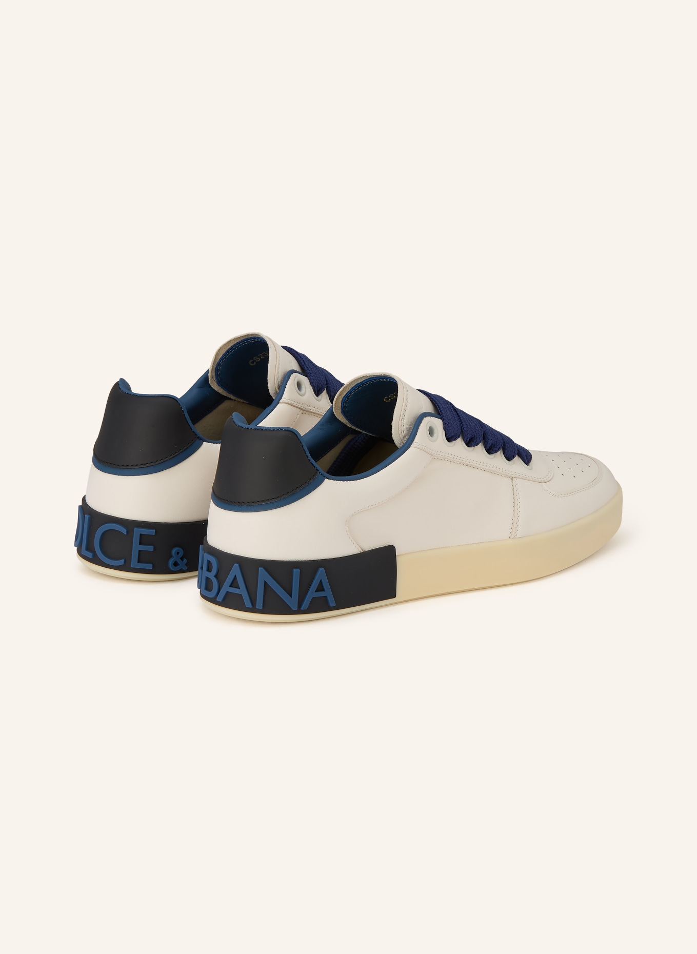 DOLCE & GABBANA Sneaker PORTOFINO: ECRU / DUNKELBLAU