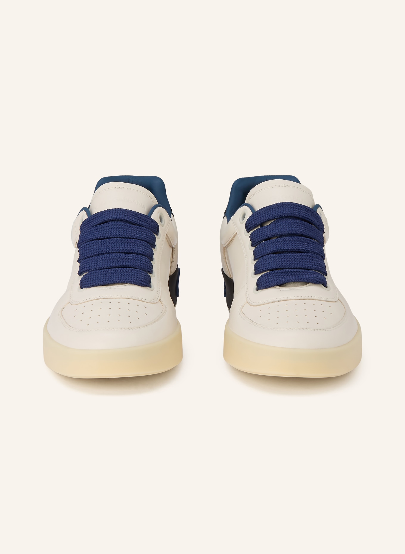 DOLCE & GABBANA Sneaker PORTOFINO: ECRU / DUNKELBLAU